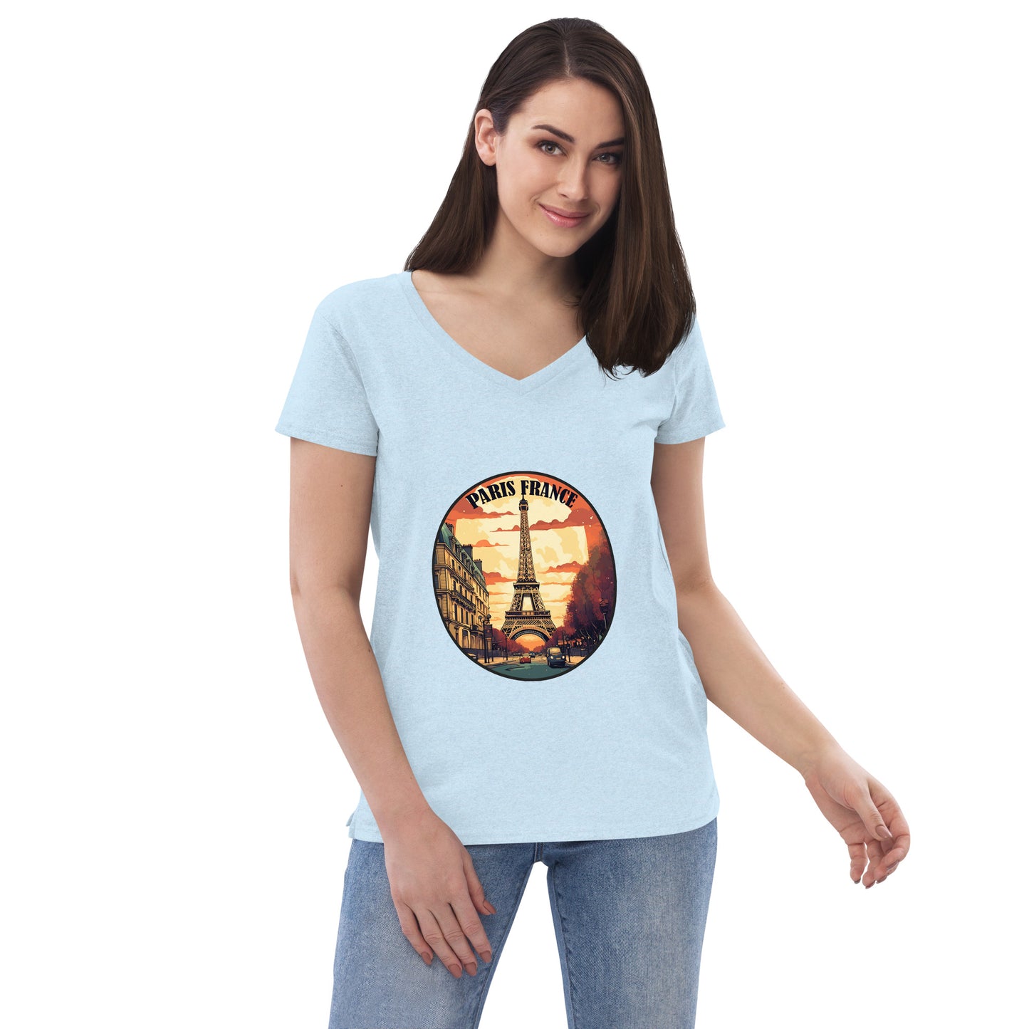 Paris France Souvenir Women’s recycled v-neck t-shirt