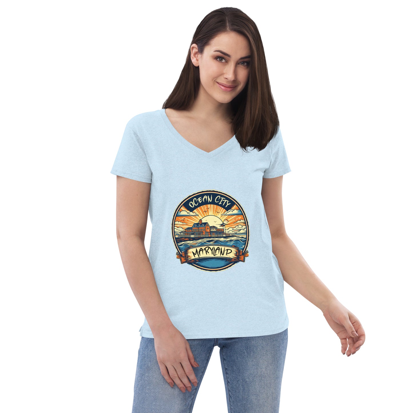 Ocean City Maryland Souvenir Women’s recycled v-neck t-shirt