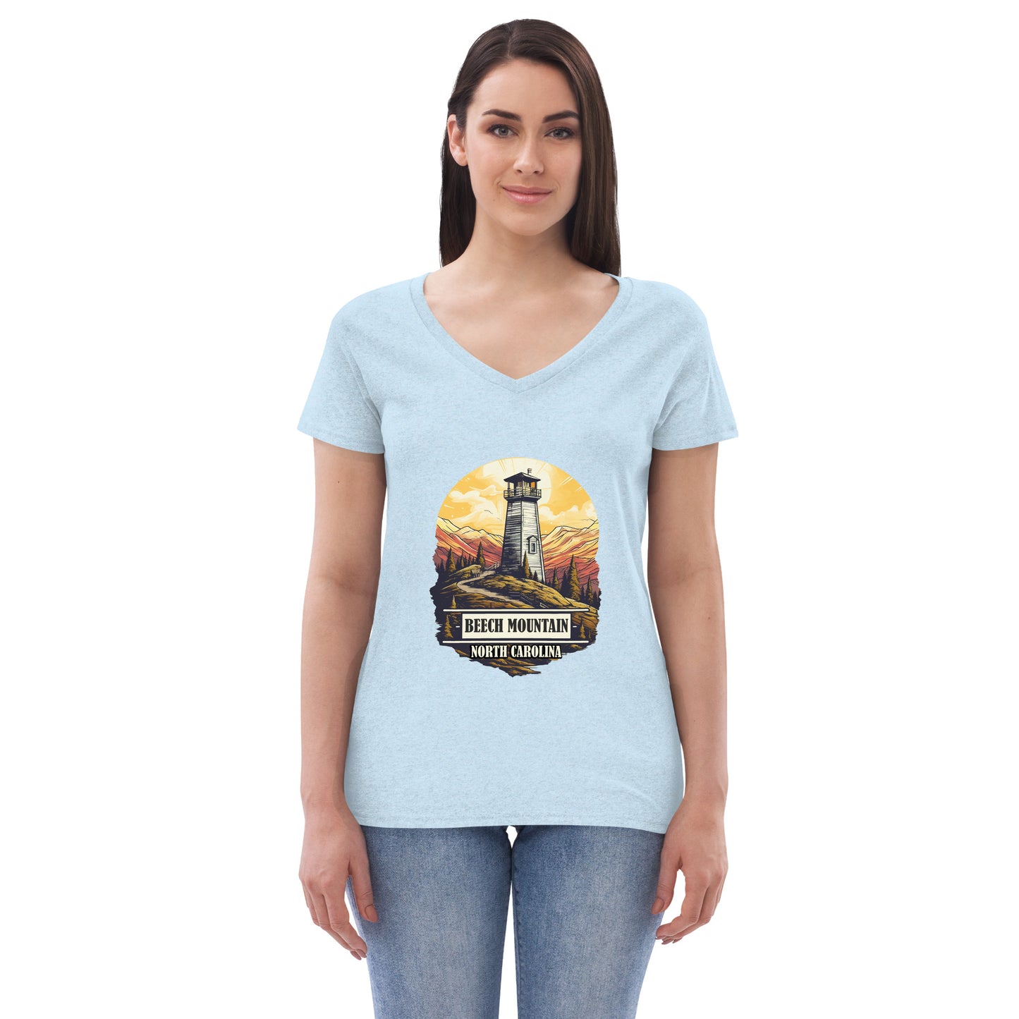 Beech Mountain North Carolina Souvenir Women’s recycled v-neck t-shirt