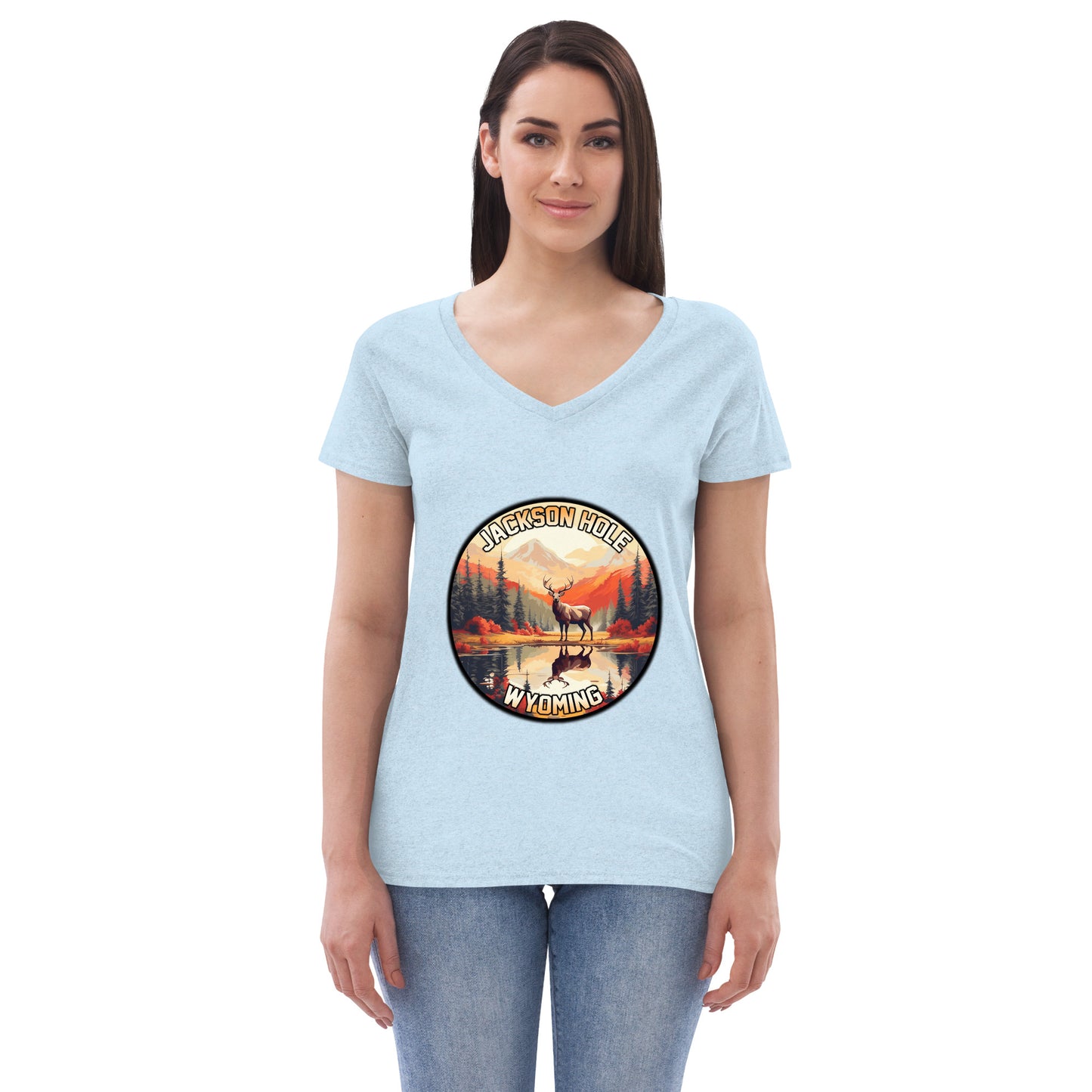 Jackson Hole Wyoming Souvenir Women’s recycled v-neck t-shirt