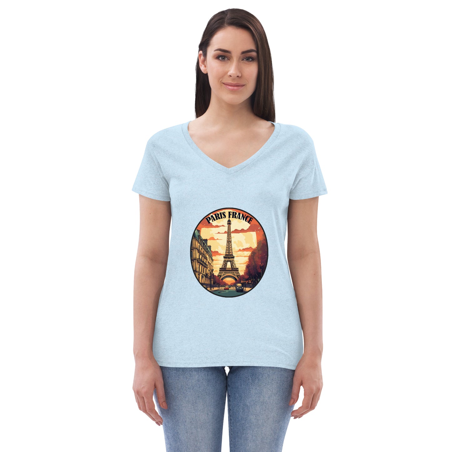 Paris France Souvenir Women’s recycled v-neck t-shirt