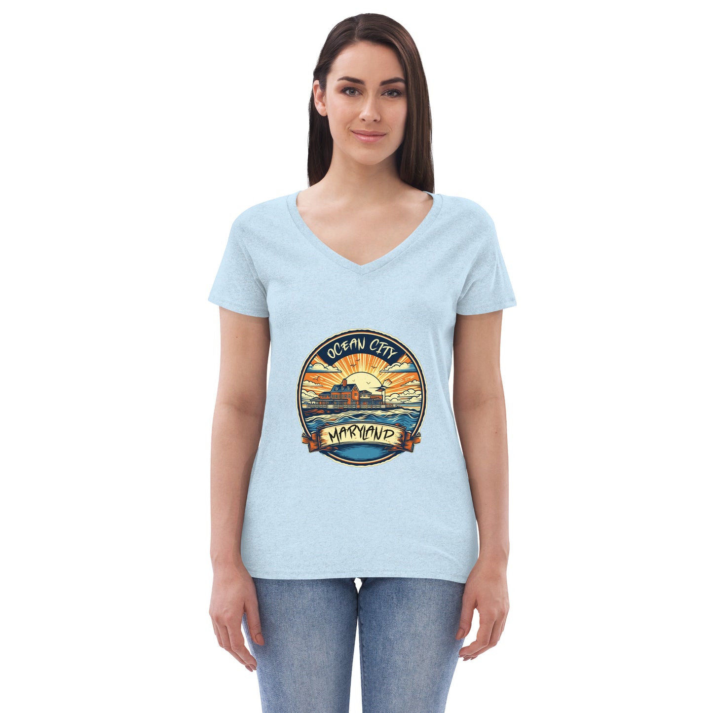 Ocean City Maryland Souvenir Women’s recycled v-neck t-shirt