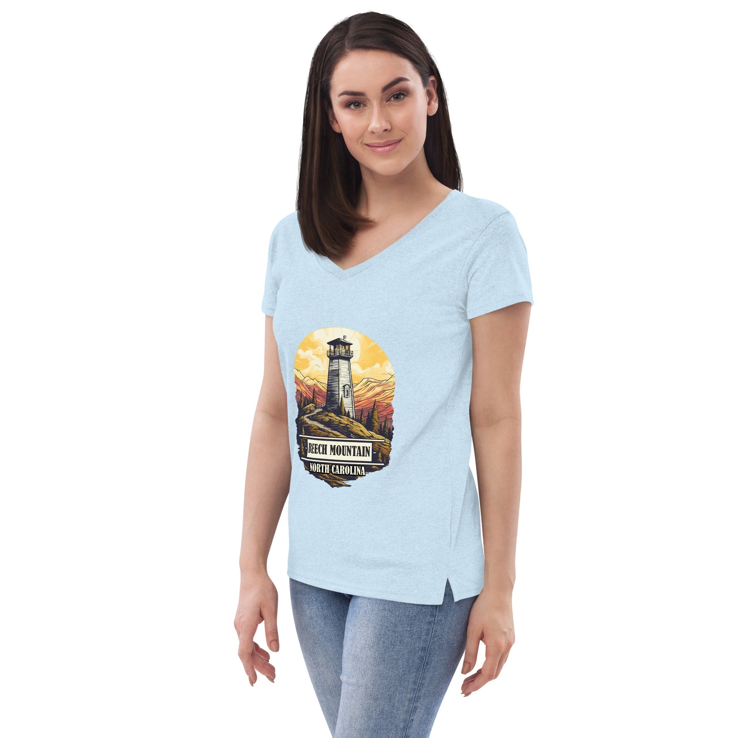 Beech Mountain North Carolina Souvenir Women’s recycled v-neck t-shirt