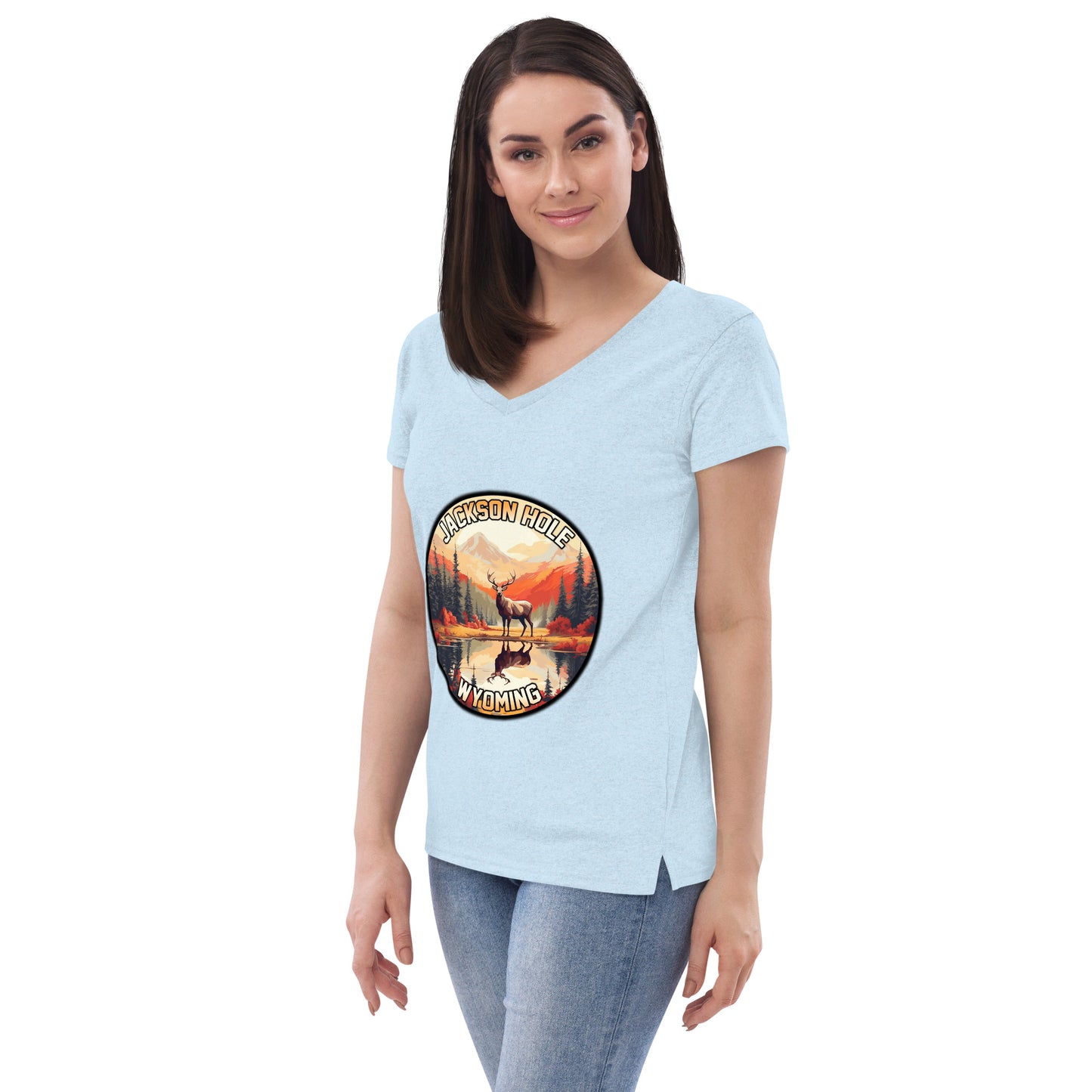 Jackson Hole Wyoming Souvenir Women’s recycled v-neck t-shirt