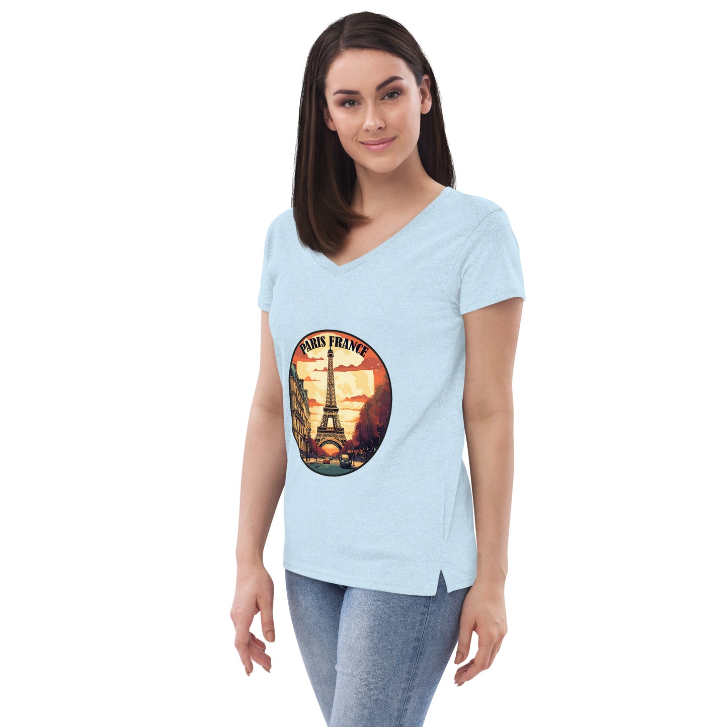 Paris France Souvenir Women’s recycled v-neck t-shirt