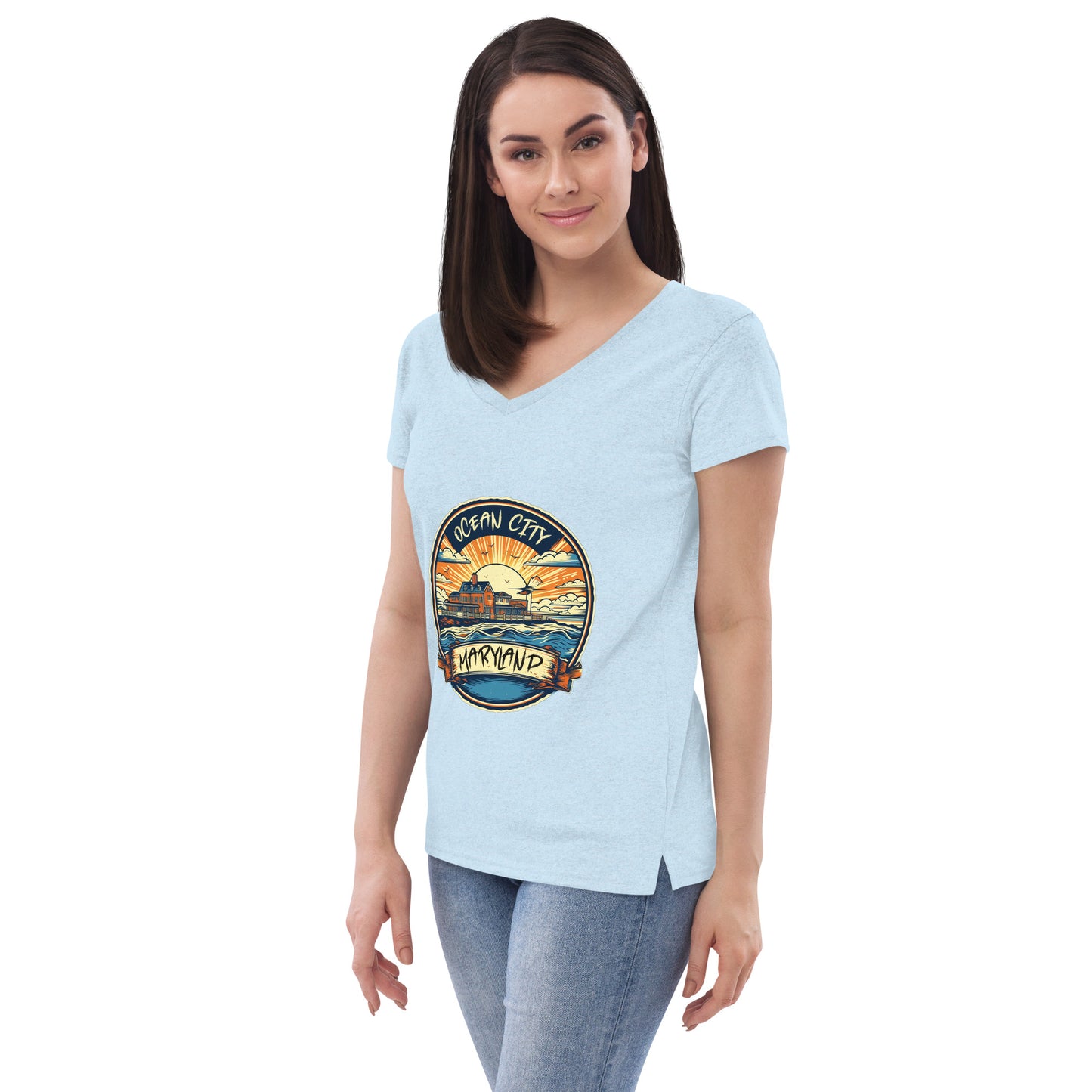 Ocean City Maryland Souvenir Women’s recycled v-neck t-shirt