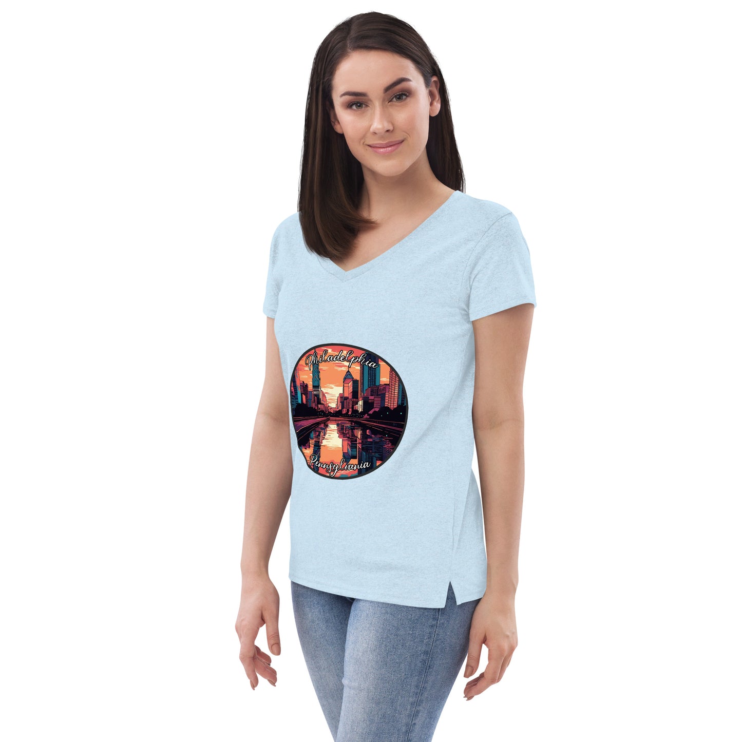 Philadelphia Pennsylvania Souvenir Women’s recycled v-neck t-shirt