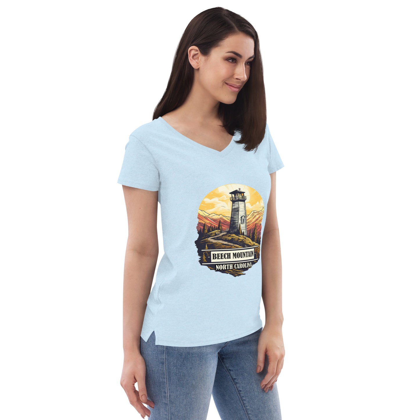 Beech Mountain North Carolina Souvenir Women’s recycled v-neck t-shirt