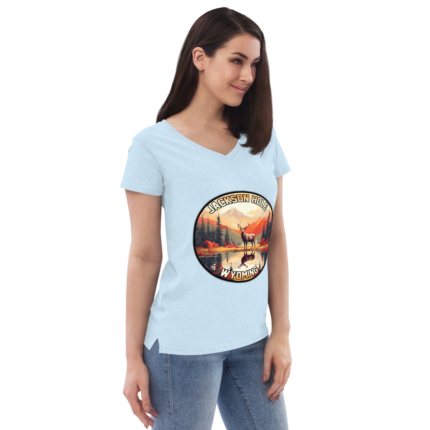 Jackson Hole Wyoming Souvenir Women’s recycled v-neck t-shirt