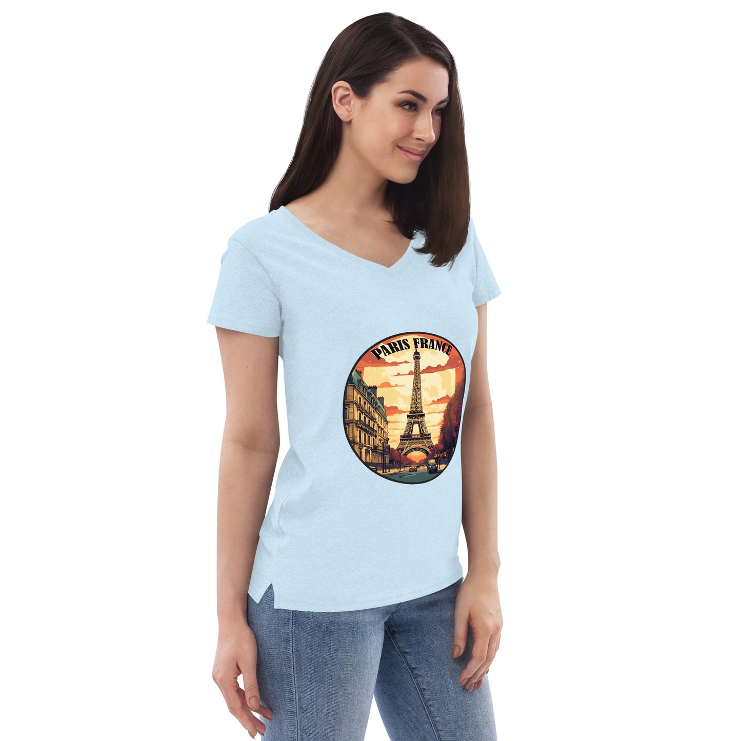 Paris France Souvenir Women’s recycled v-neck t-shirt