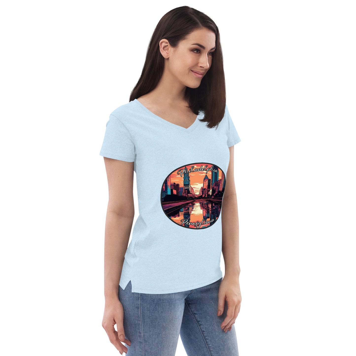 Philadelphia Pennsylvania Souvenir Women’s recycled v-neck t-shirt