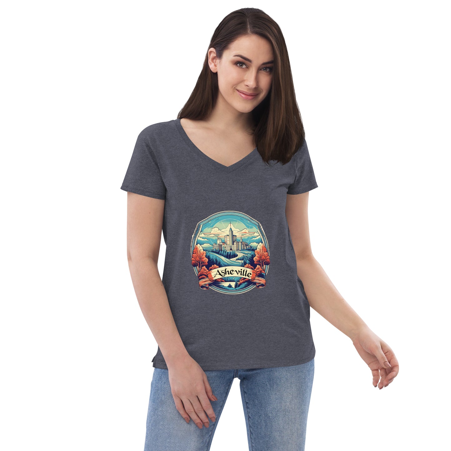 Asheville North Carolina Souvenir Women’s recycled v-neck t-shirt