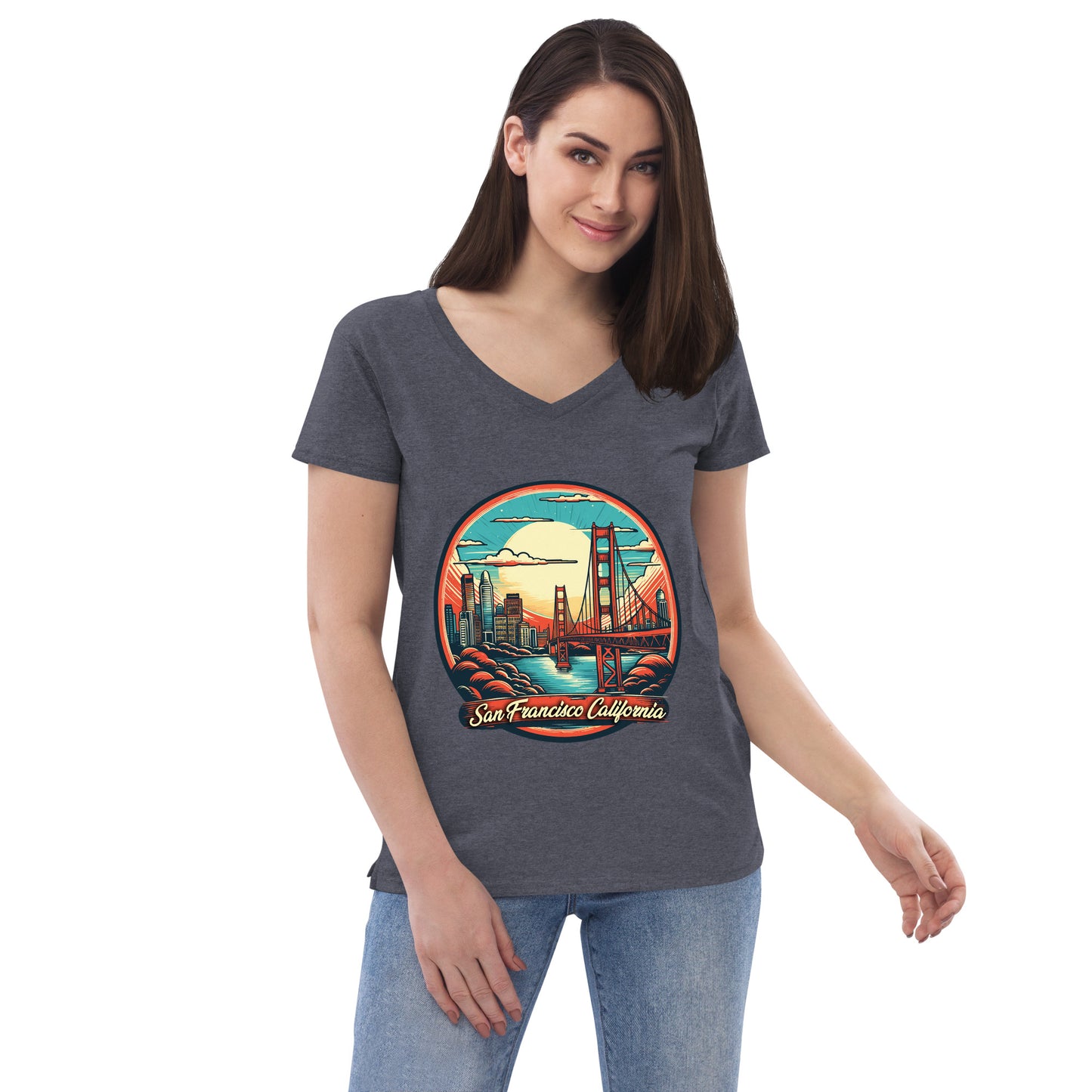 San Francisco California Souvenir Women’s recycled v-neck t-shirt