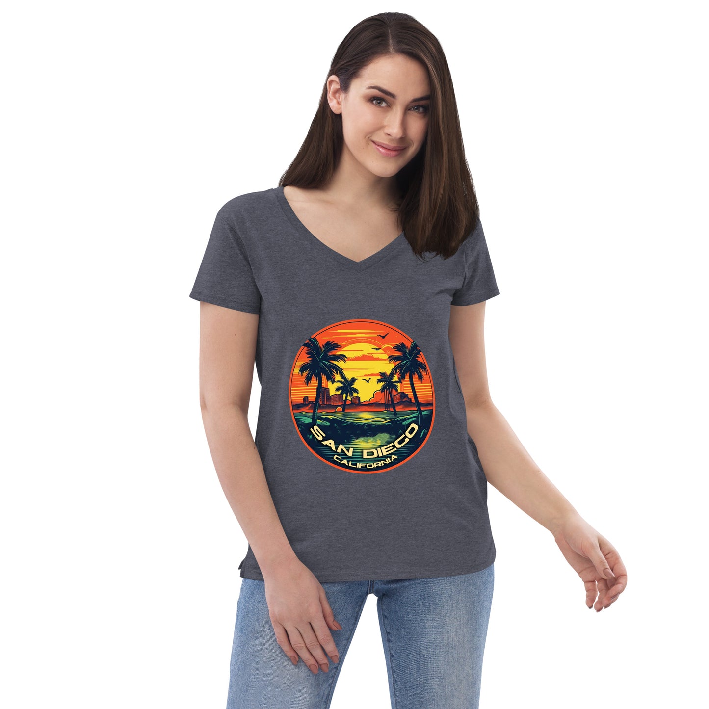 San Diego California Souvenir Women’s recycled v-neck t-shirt