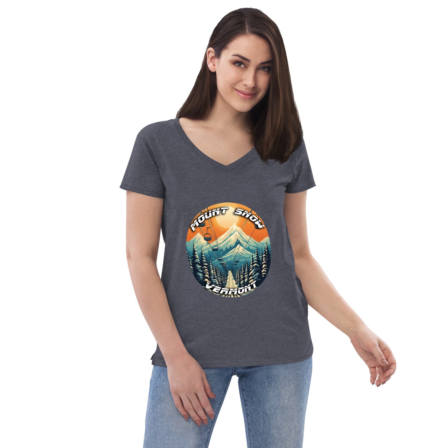 Mount Snow Vermont Souvenir Women’s recycled v-neck t-shirt