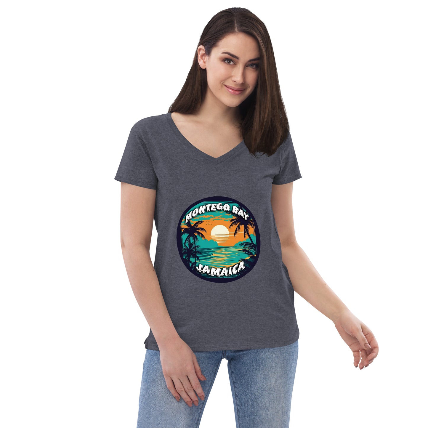 Montego Bay Jamaica Souvenir Women’s recycled v-neck t-shirt