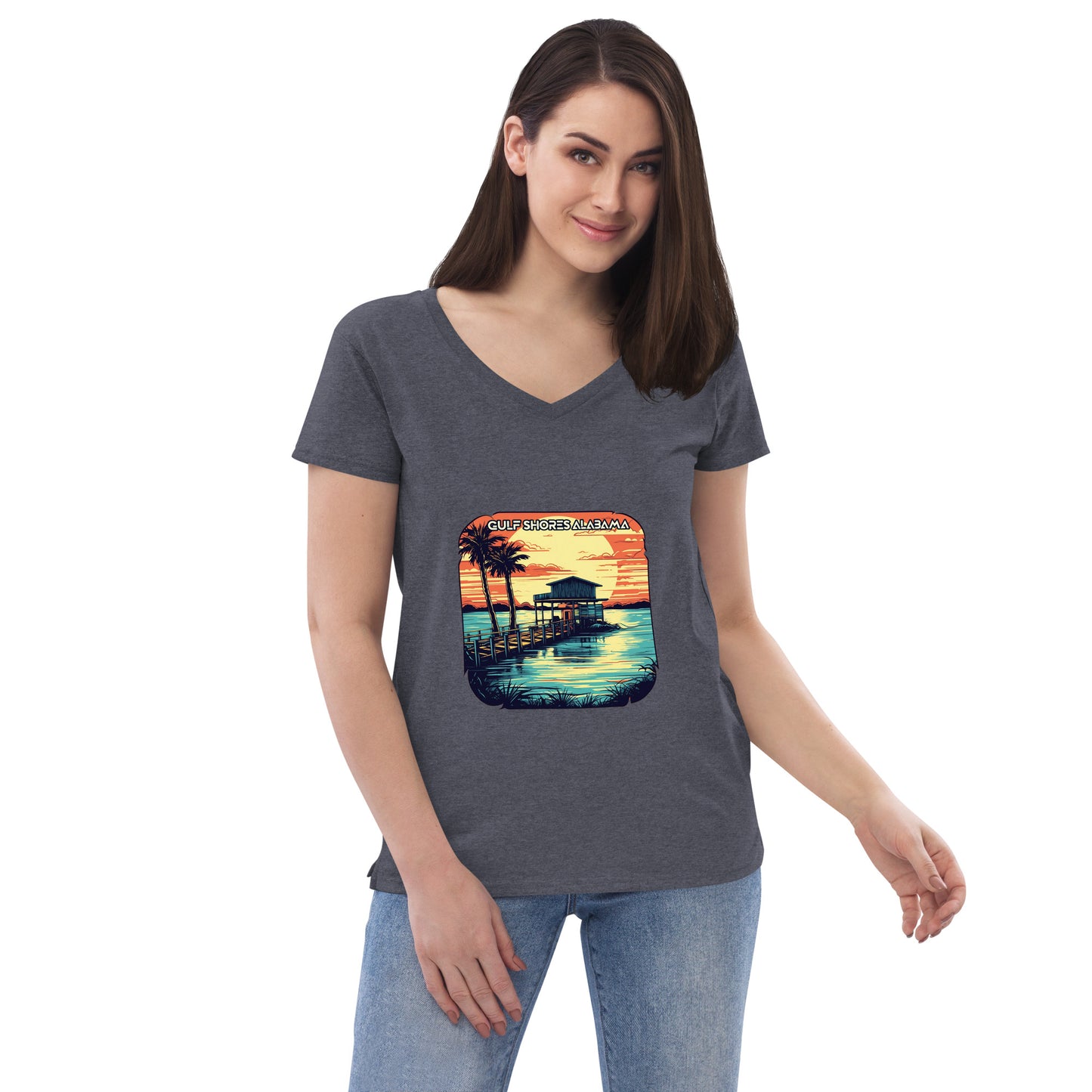 Gulf Shores Alabama Souvenir Women’s recycled v-neck t-shirt