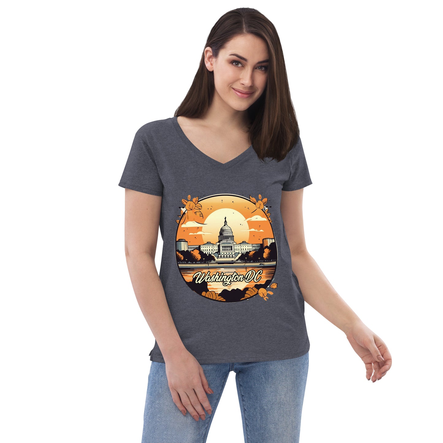 Washington DC Souvenir Women’s recycled v-neck t-shirt