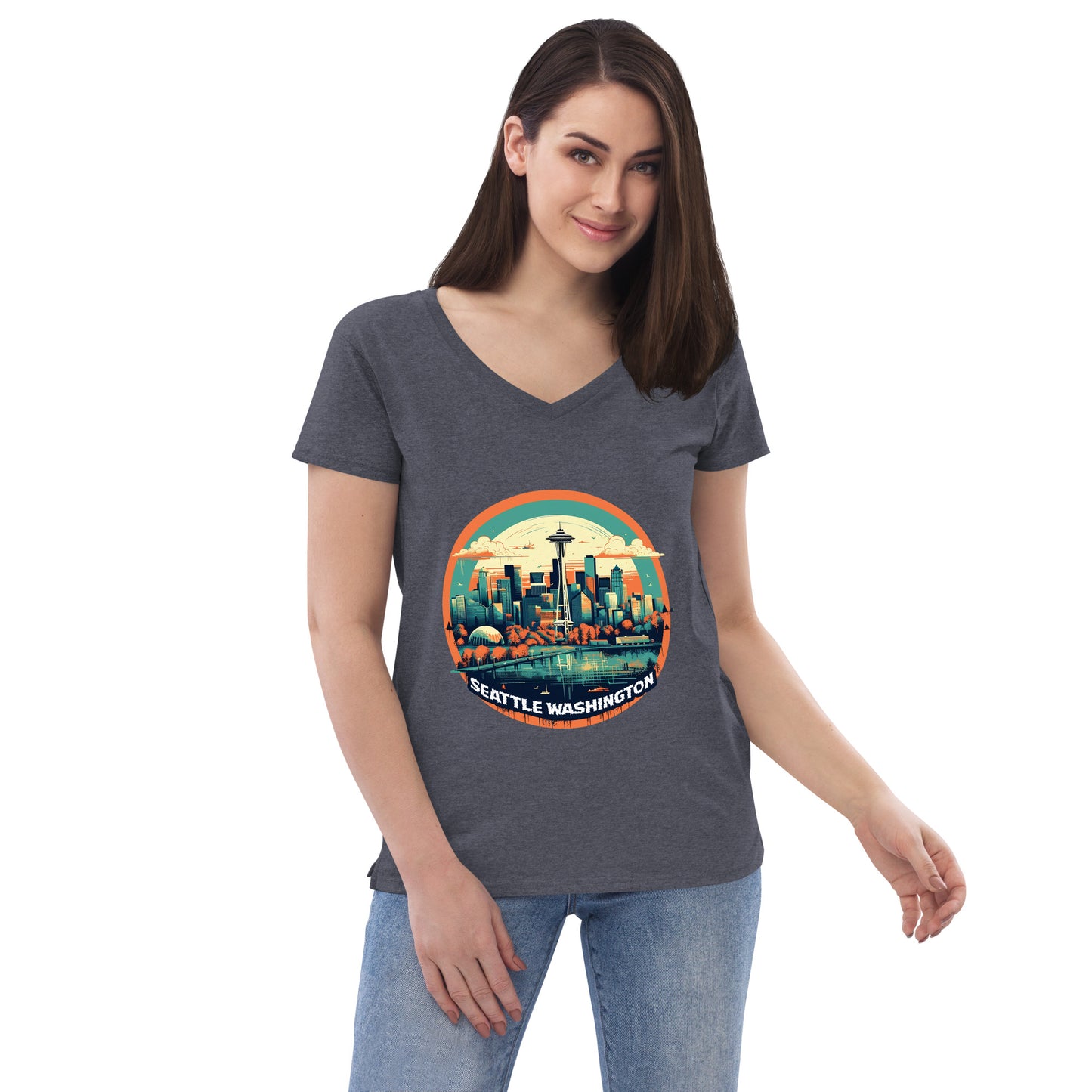 Seattle Washington Souvenir Women’s recycled v-neck t-shirt