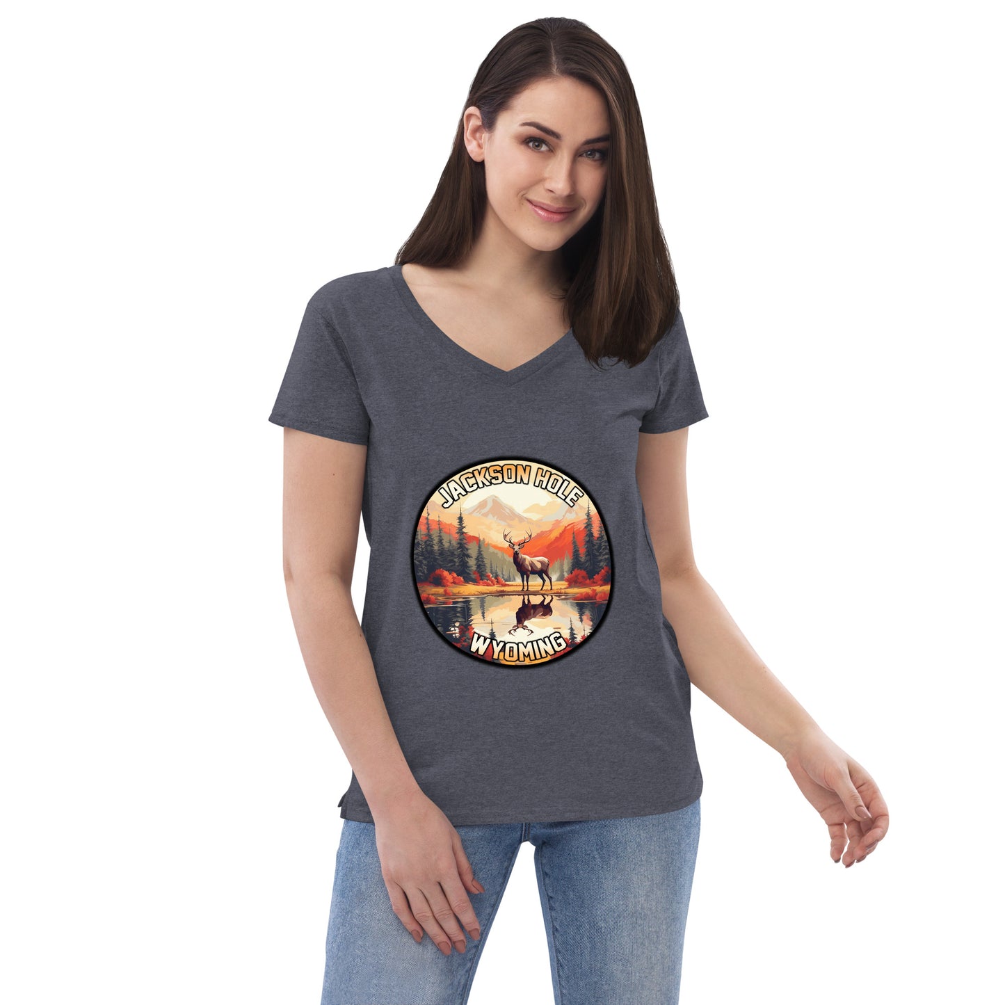 Jackson Hole Wyoming Souvenir Women’s recycled v-neck t-shirt