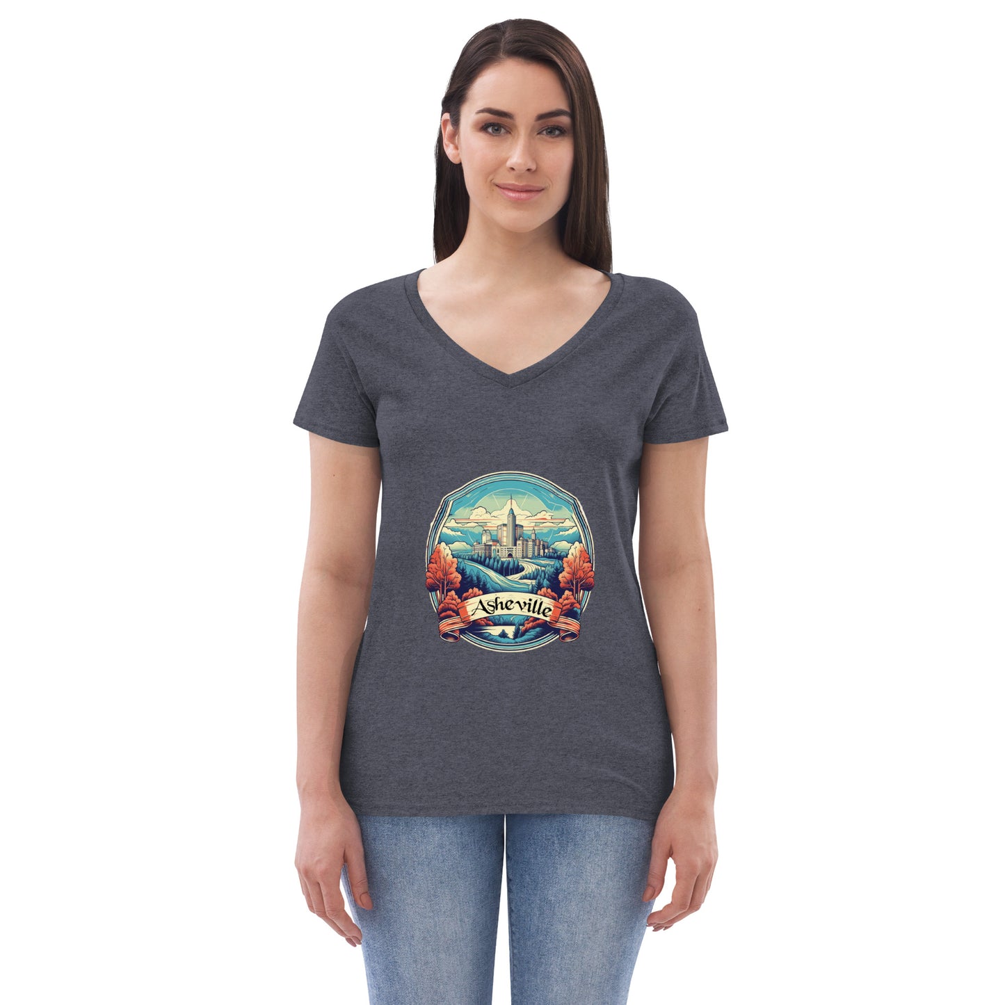 Asheville North Carolina Souvenir Women’s recycled v-neck t-shirt