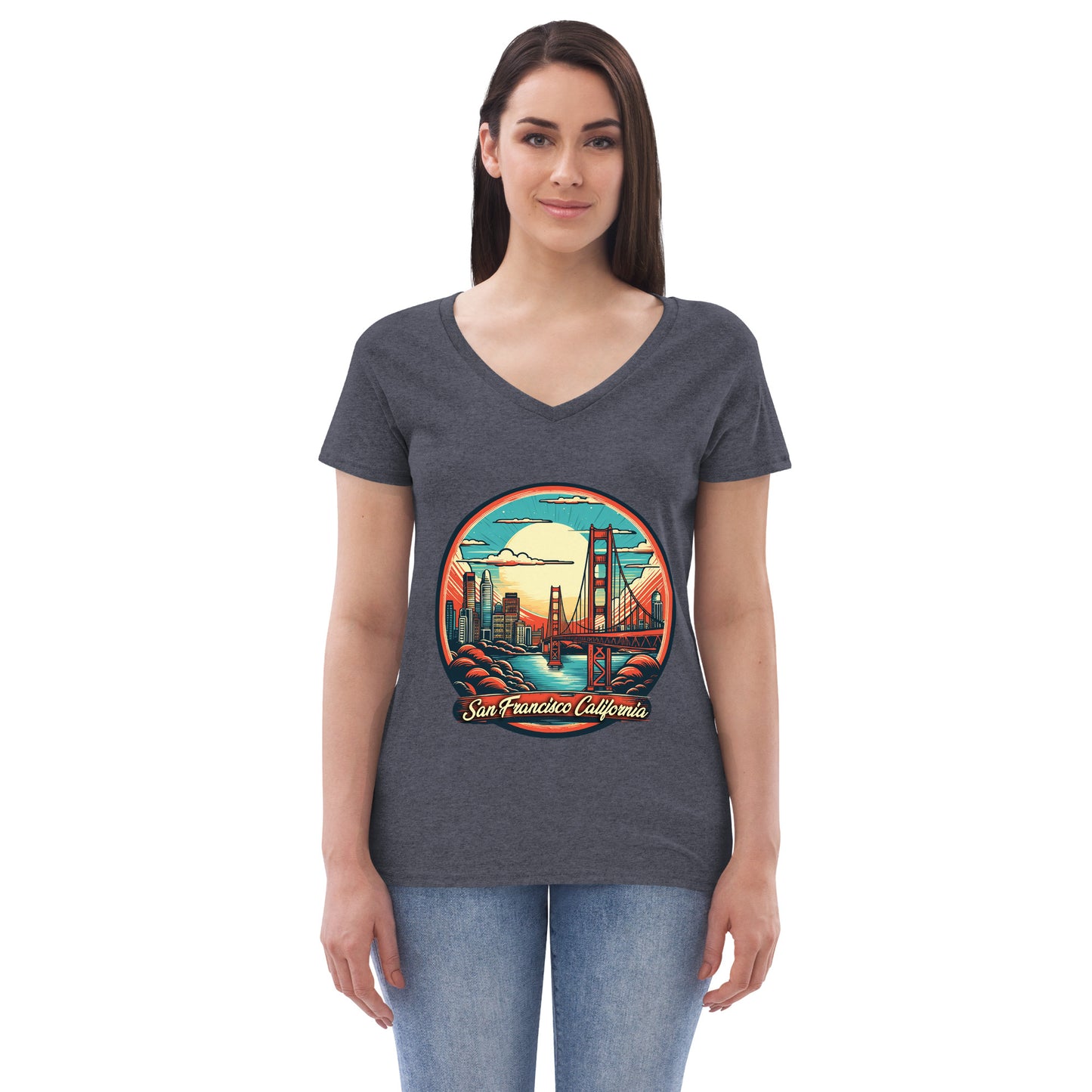 San Francisco California Souvenir Women’s recycled v-neck t-shirt