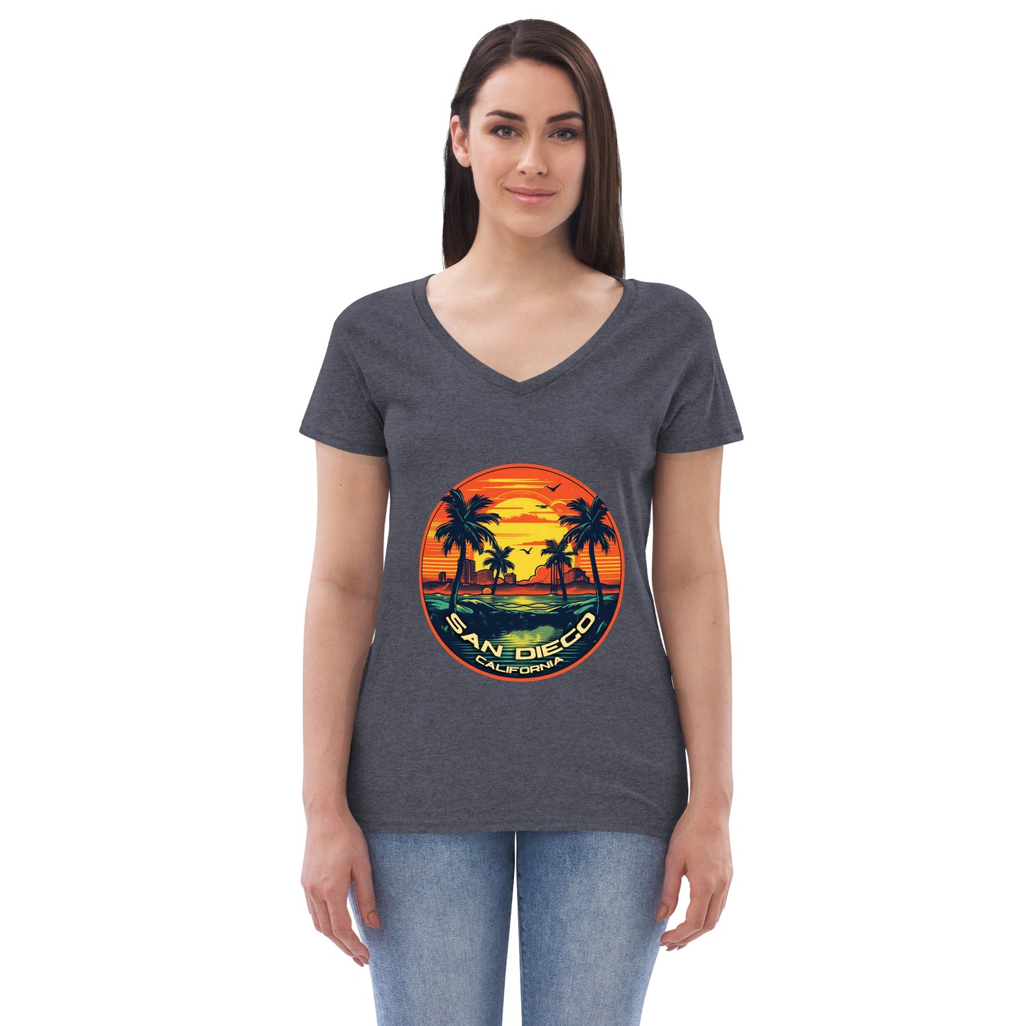 San Diego California Souvenir Women’s recycled v-neck t-shirt