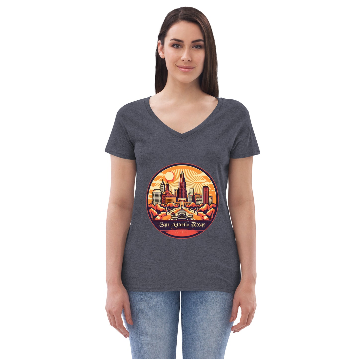 San Antonio Texas Souvenir Women’s recycled v-neck t-shirt