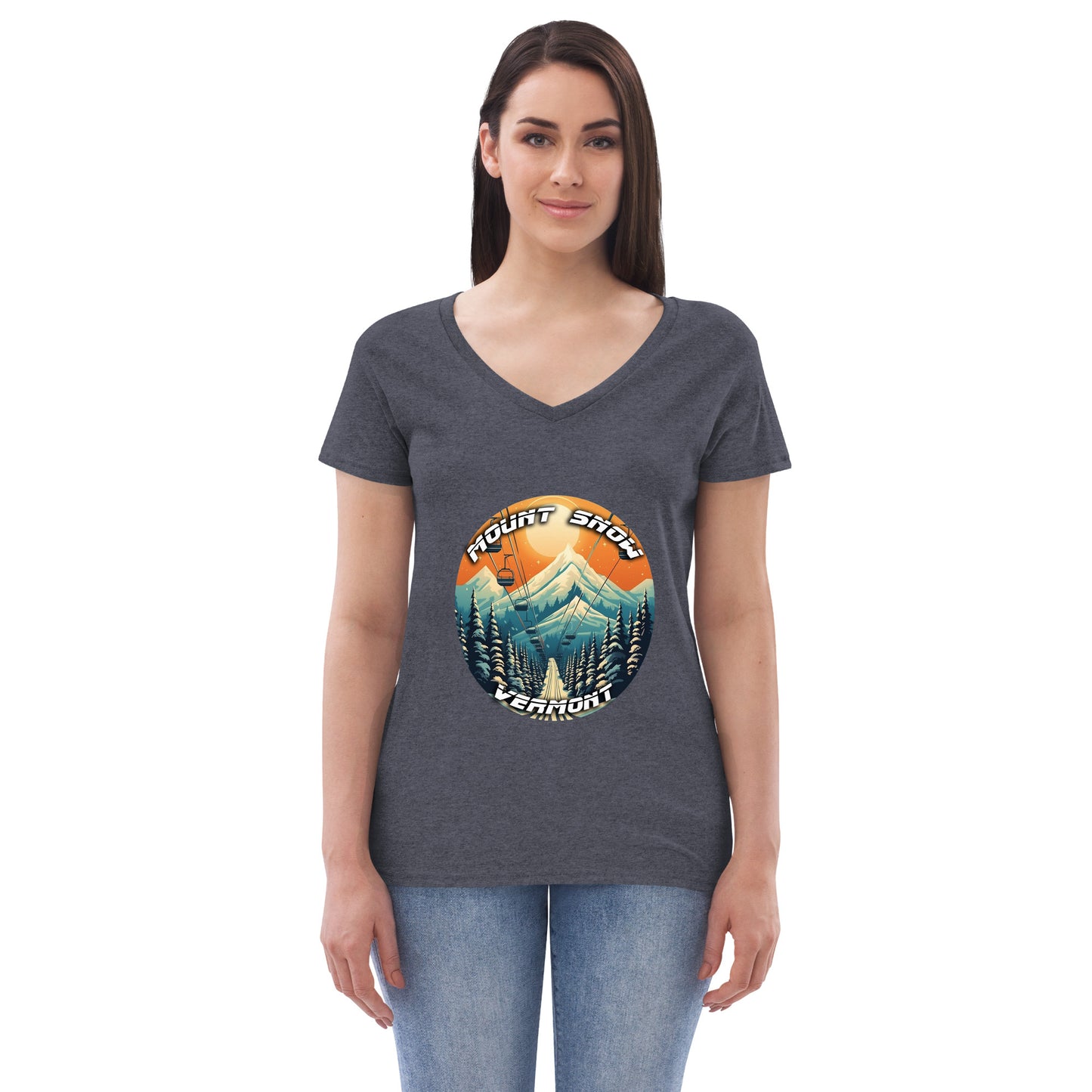 Mount Snow Vermont Souvenir Women’s recycled v-neck t-shirt