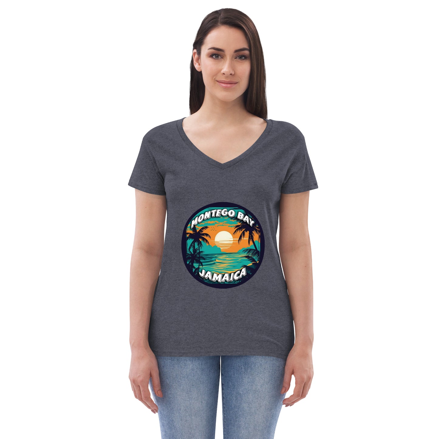 Montego Bay Jamaica Souvenir Women’s recycled v-neck t-shirt