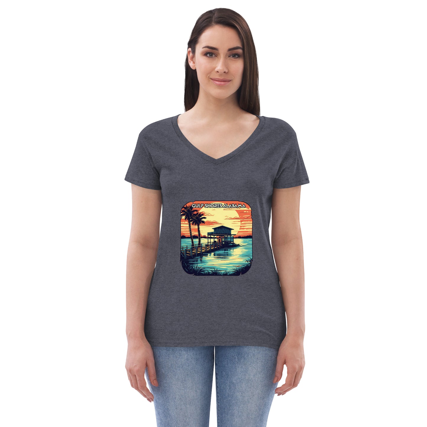 Gulf Shores Alabama Souvenir Women’s recycled v-neck t-shirt