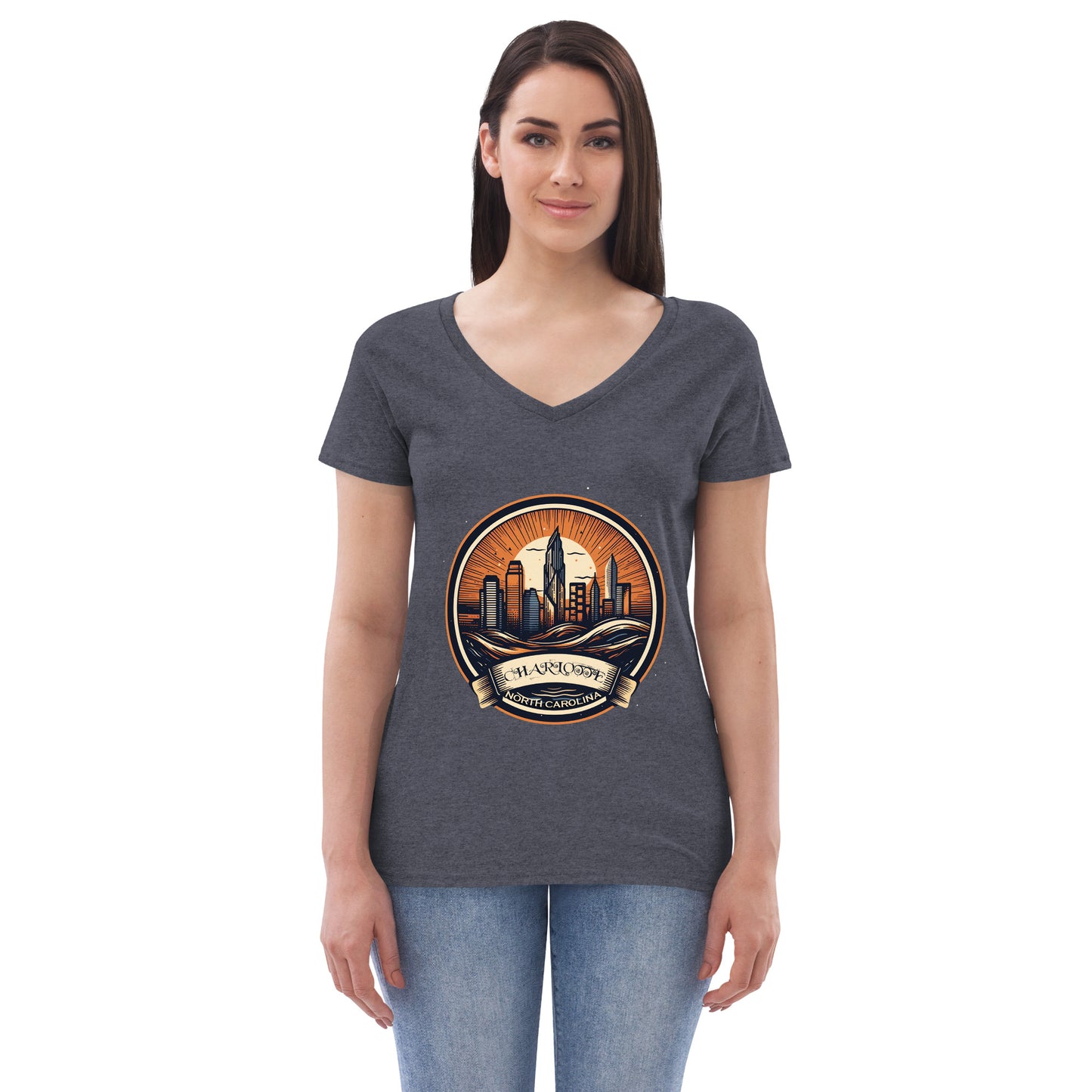 Charlotte North Carolina Souvenir Women’s recycled v-neck t-shirt