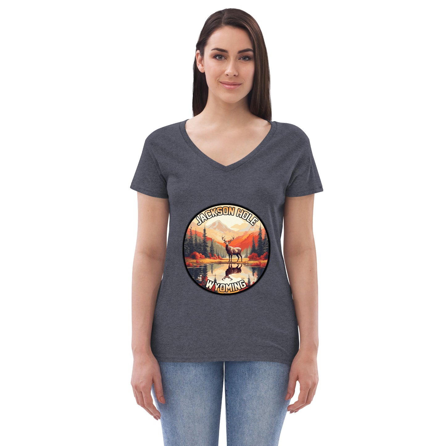 Jackson Hole Wyoming Souvenir Women’s recycled v-neck t-shirt