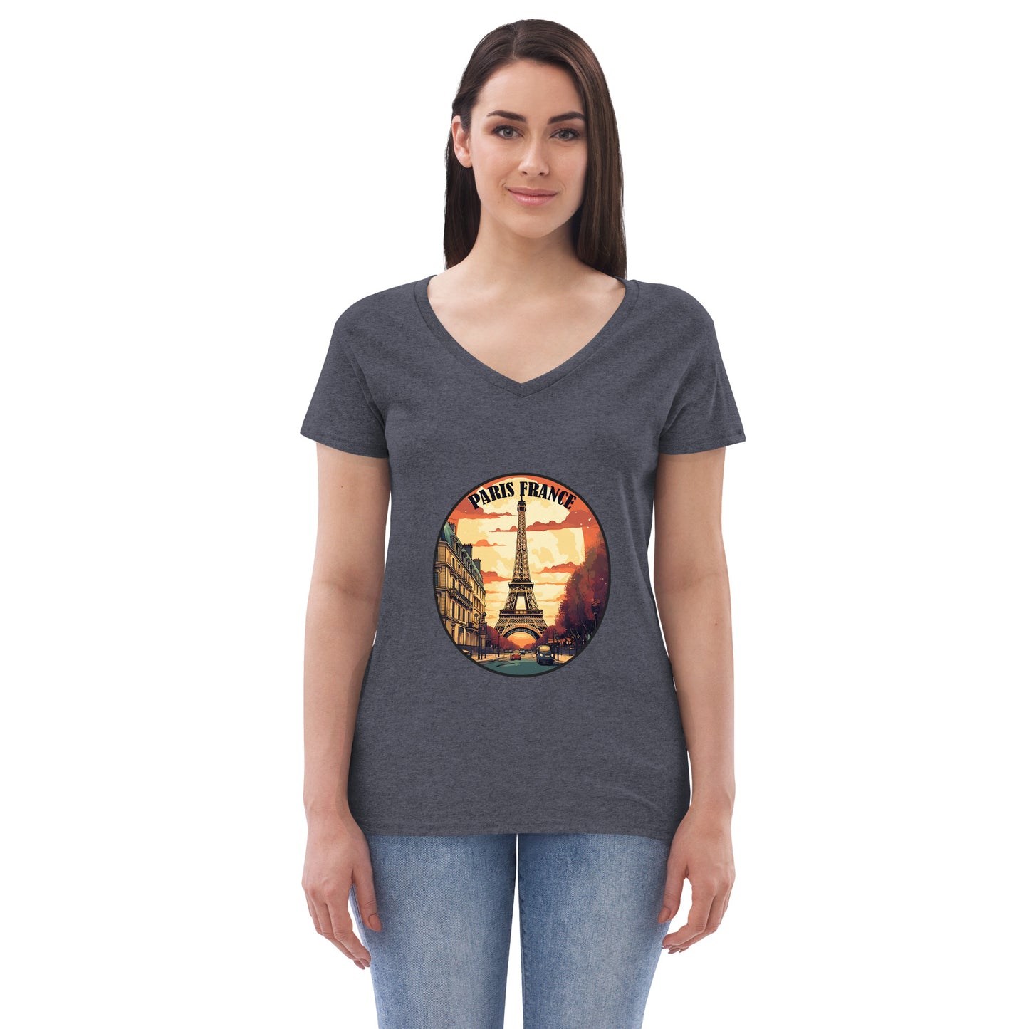 Paris France Souvenir Women’s recycled v-neck t-shirt