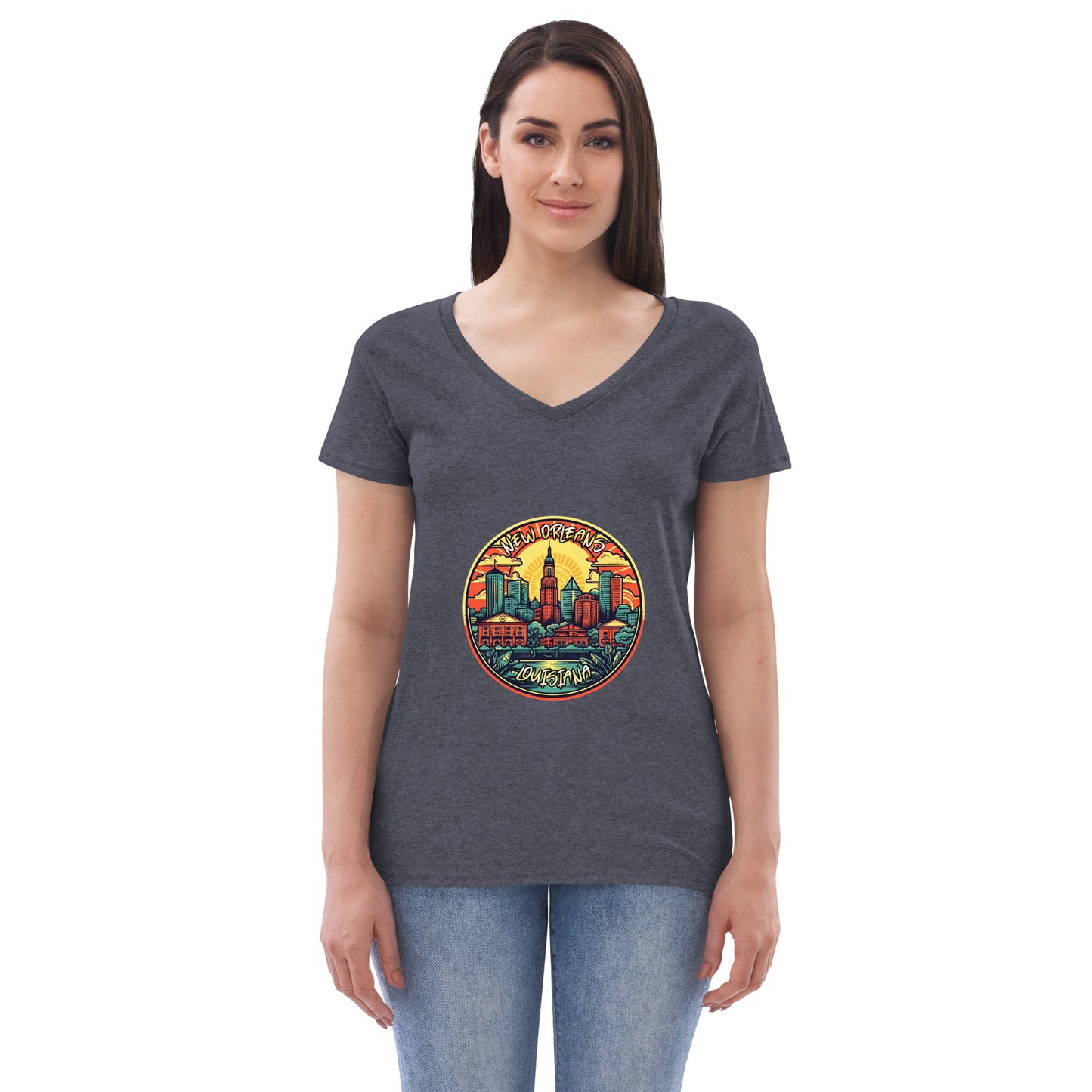 New Orleans Louisiana Souvenir Women’s recycled v-neck t-shirt