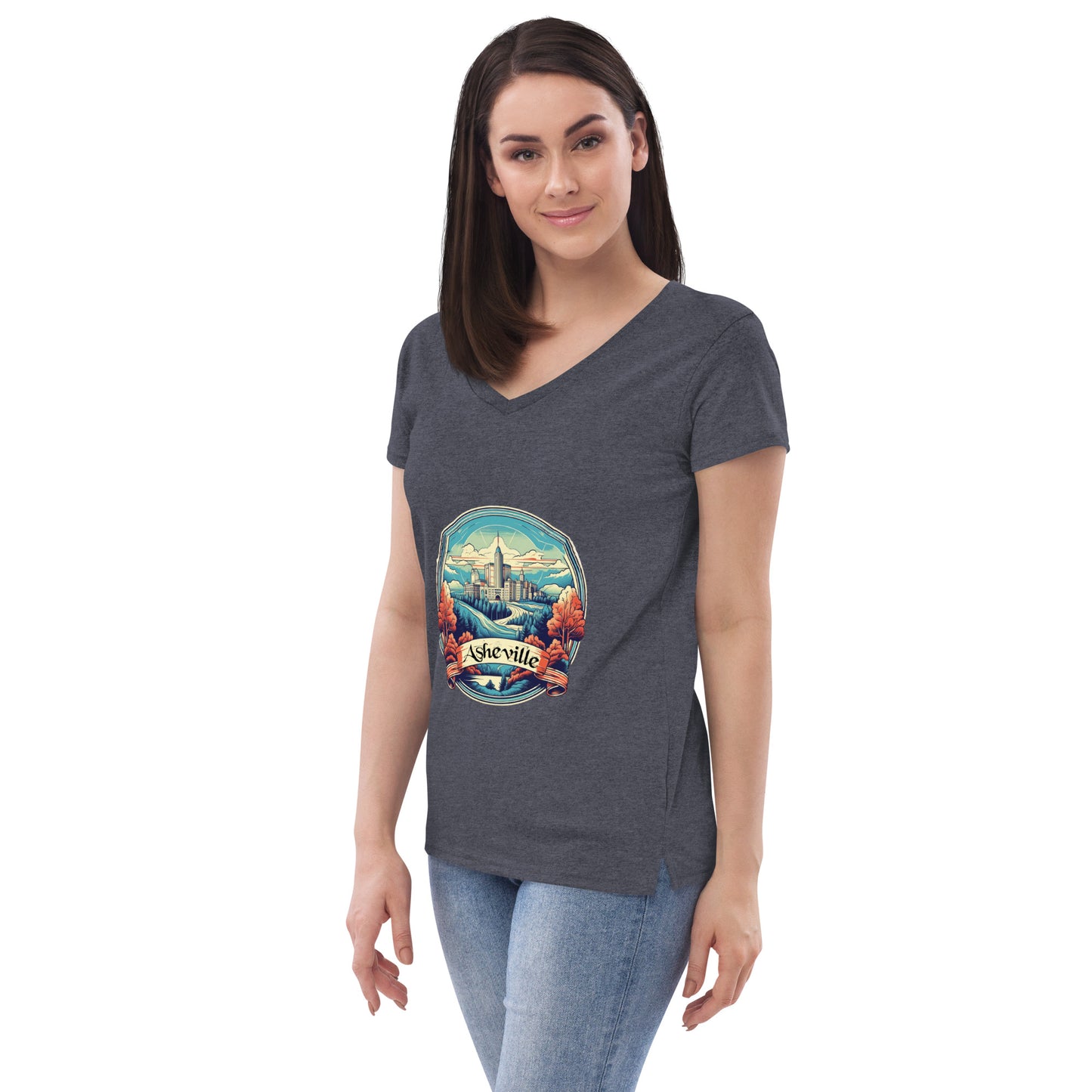 Asheville North Carolina Souvenir Women’s recycled v-neck t-shirt