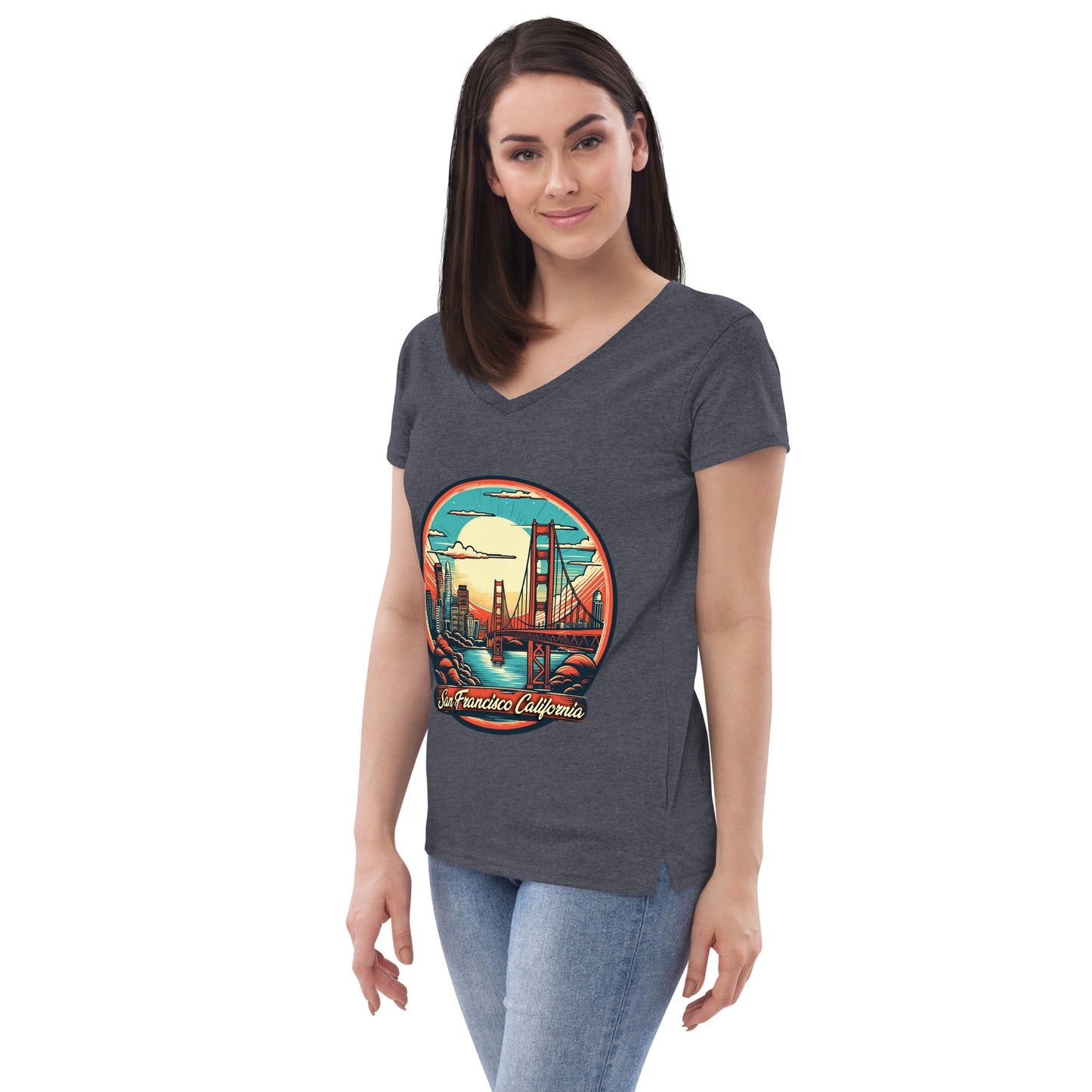 San Francisco California Souvenir Women’s recycled v-neck t-shirt