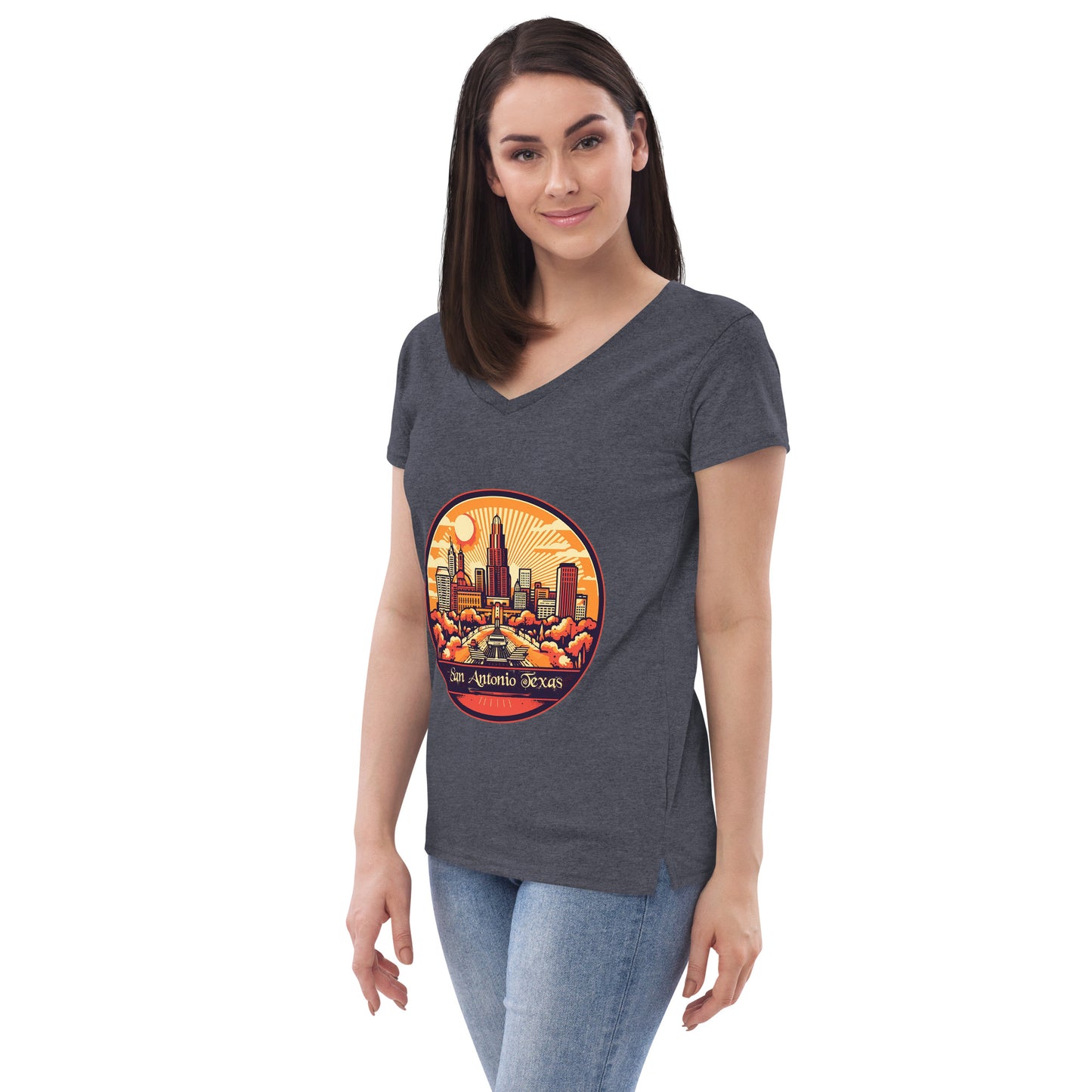 San Antonio Texas Souvenir Women’s recycled v-neck t-shirt