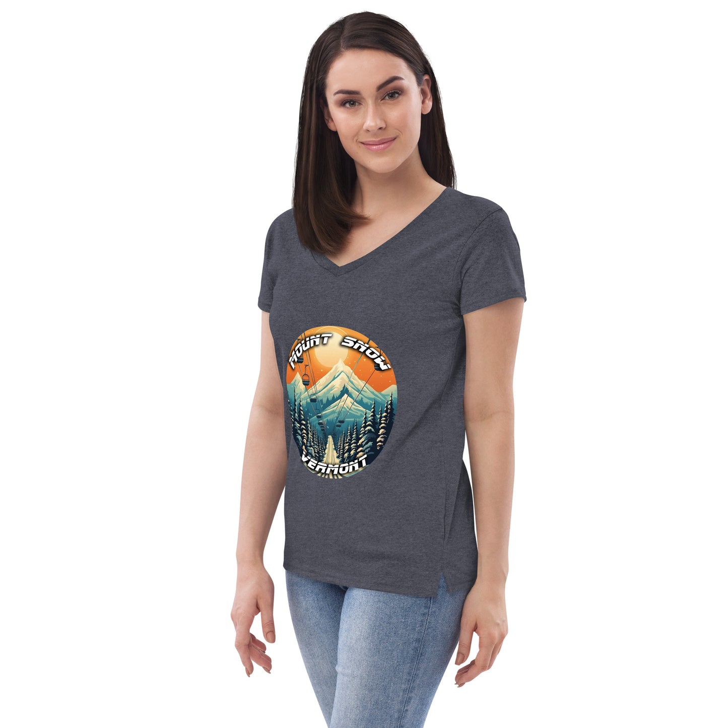 Mount Snow Vermont Souvenir Women’s recycled v-neck t-shirt