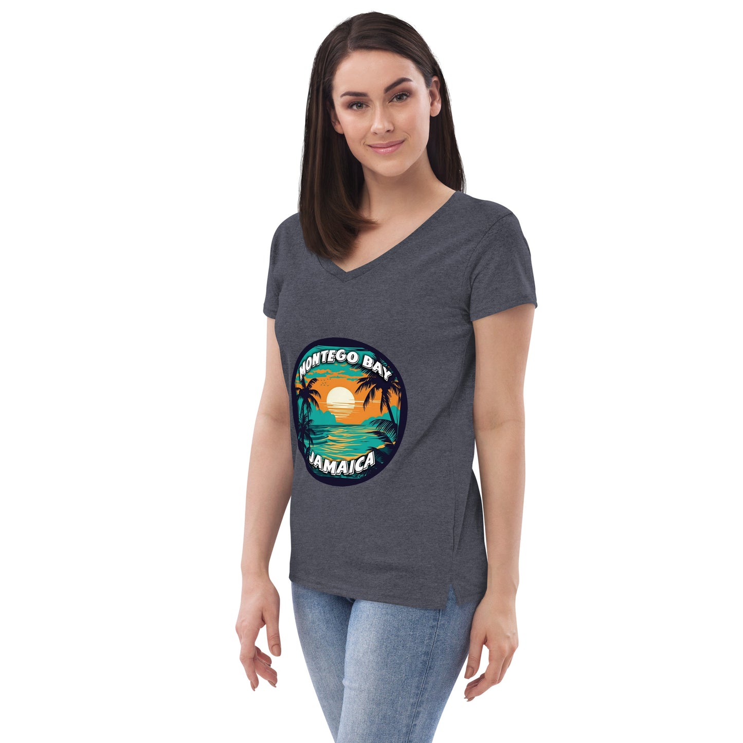 Montego Bay Jamaica Souvenir Women’s recycled v-neck t-shirt