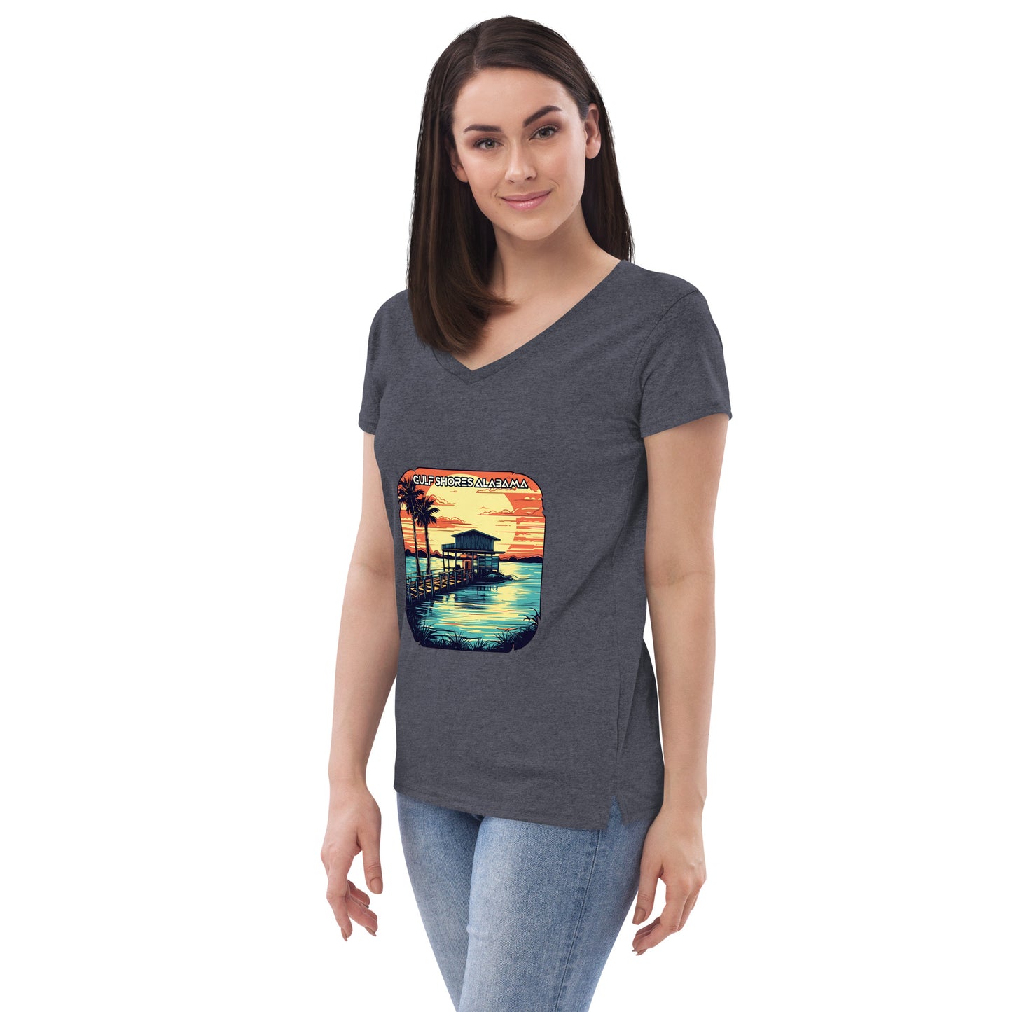 Gulf Shores Alabama Souvenir Women’s recycled v-neck t-shirt