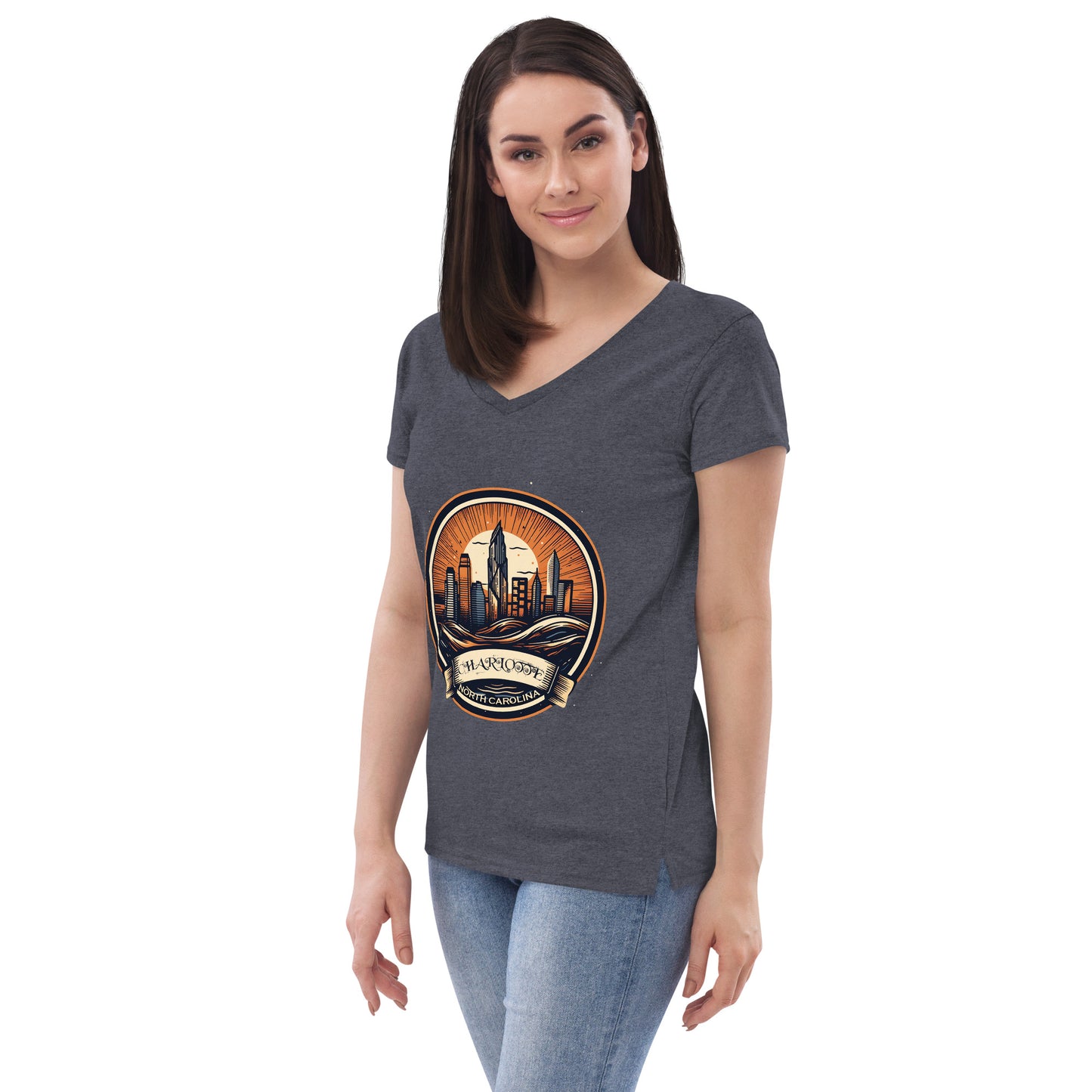 Charlotte North Carolina Souvenir Women’s recycled v-neck t-shirt