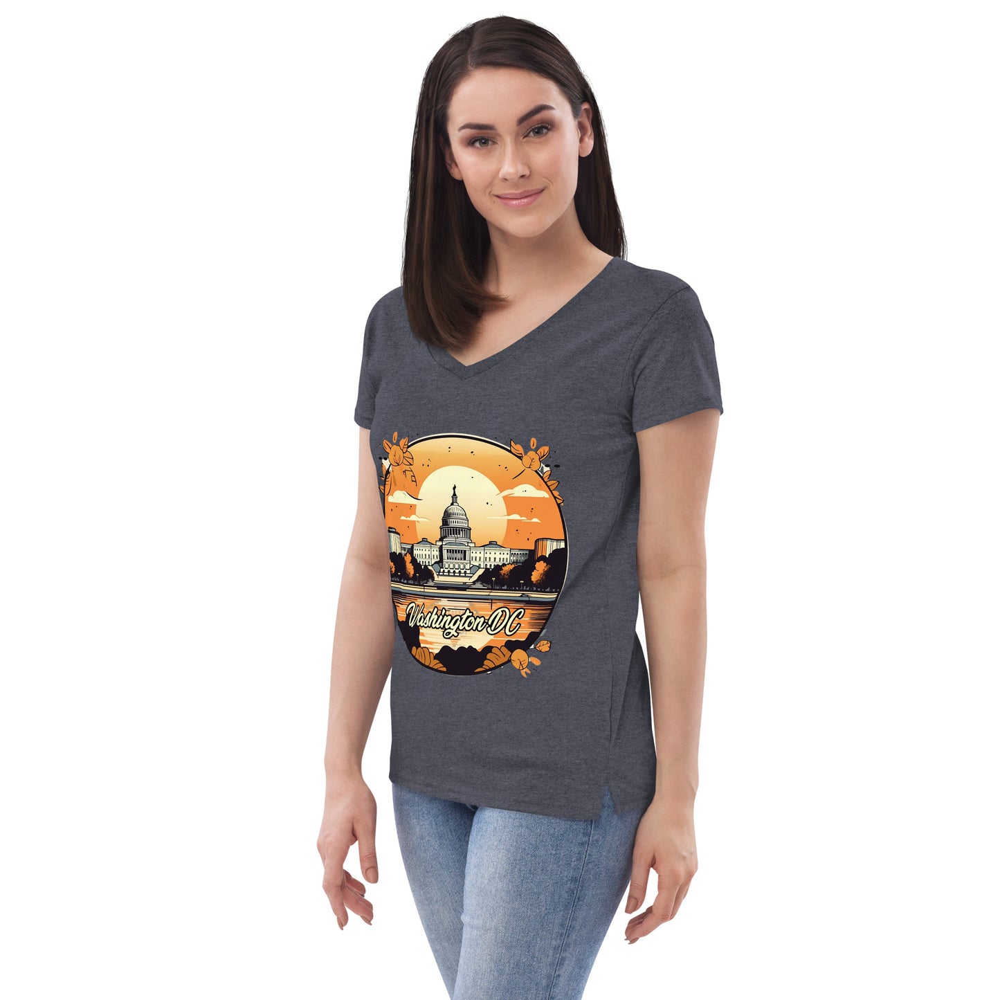 Washington DC Souvenir Women’s recycled v-neck t-shirt