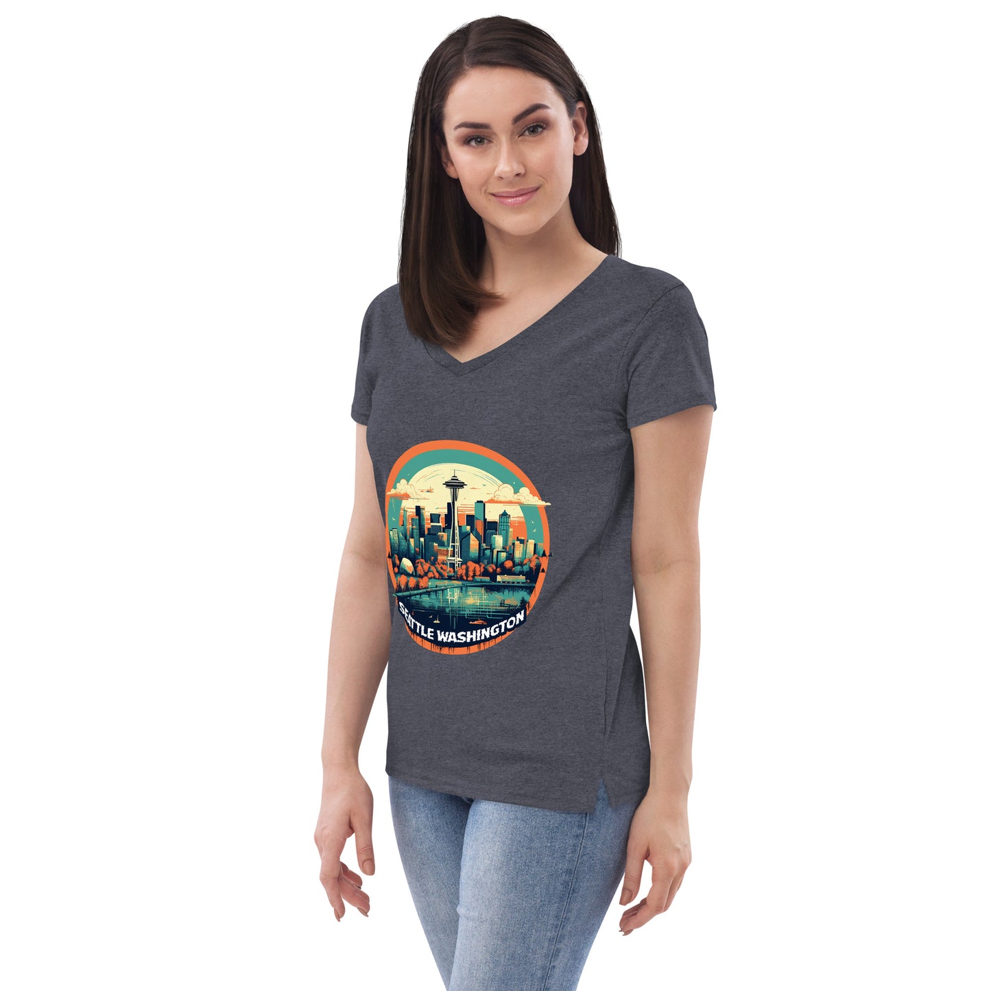 Seattle Washington Souvenir Women’s recycled v-neck t-shirt