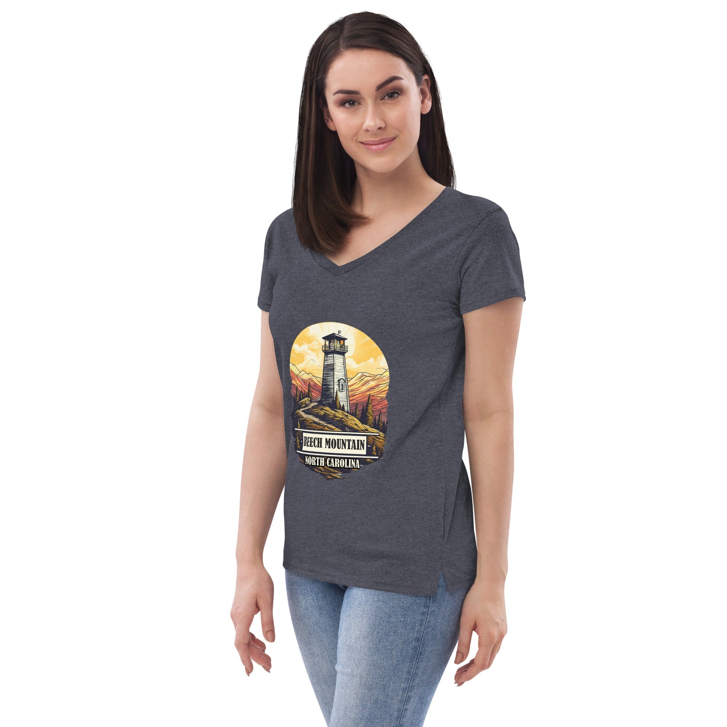 Beech Mountain North Carolina Souvenir Women’s recycled v-neck t-shirt