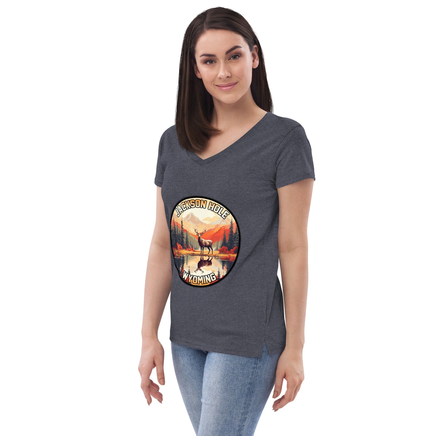 Jackson Hole Wyoming Souvenir Women’s recycled v-neck t-shirt