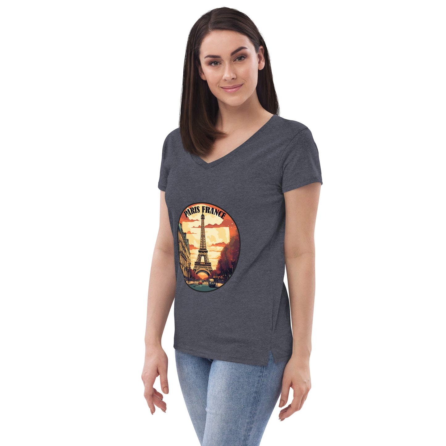 Paris France Souvenir Women’s recycled v-neck t-shirt