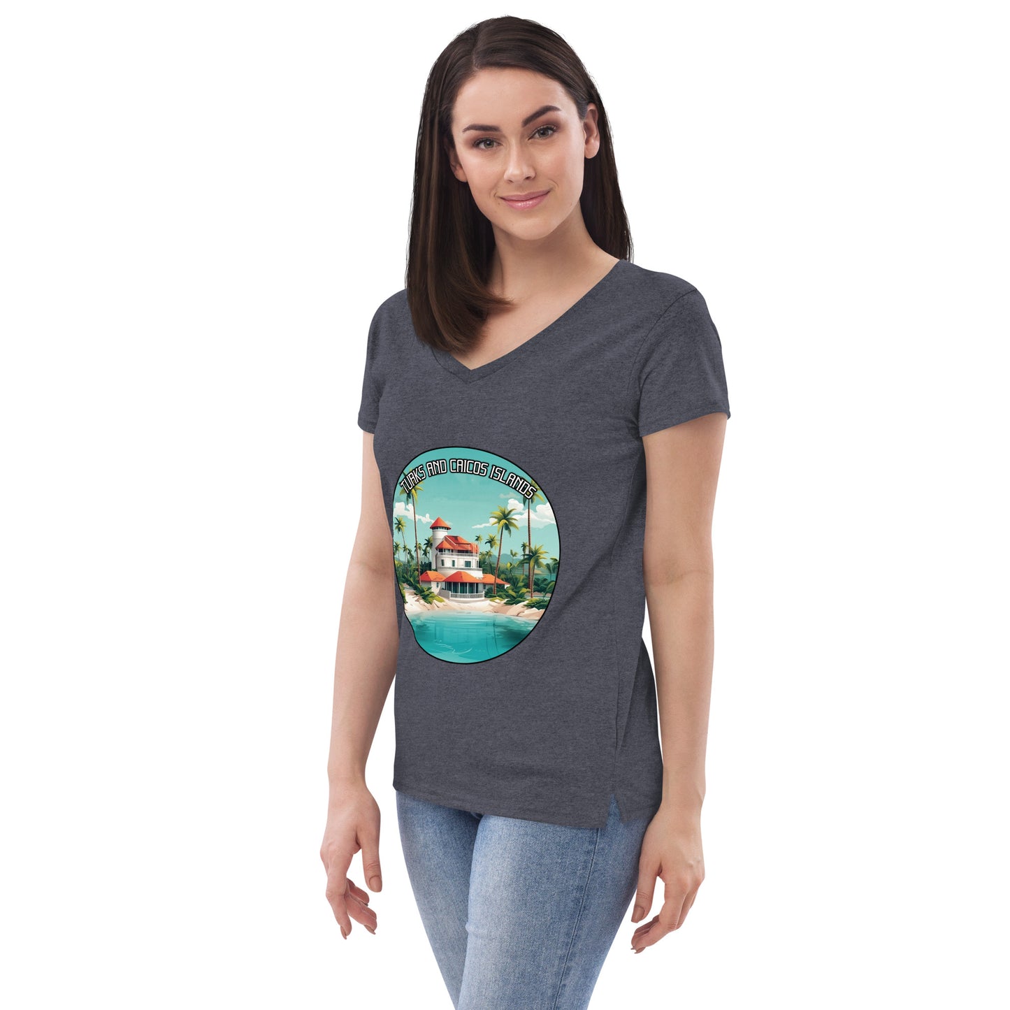 Turks and Caicos Islands Souvenir Women’s recycled v-neck t-shirt