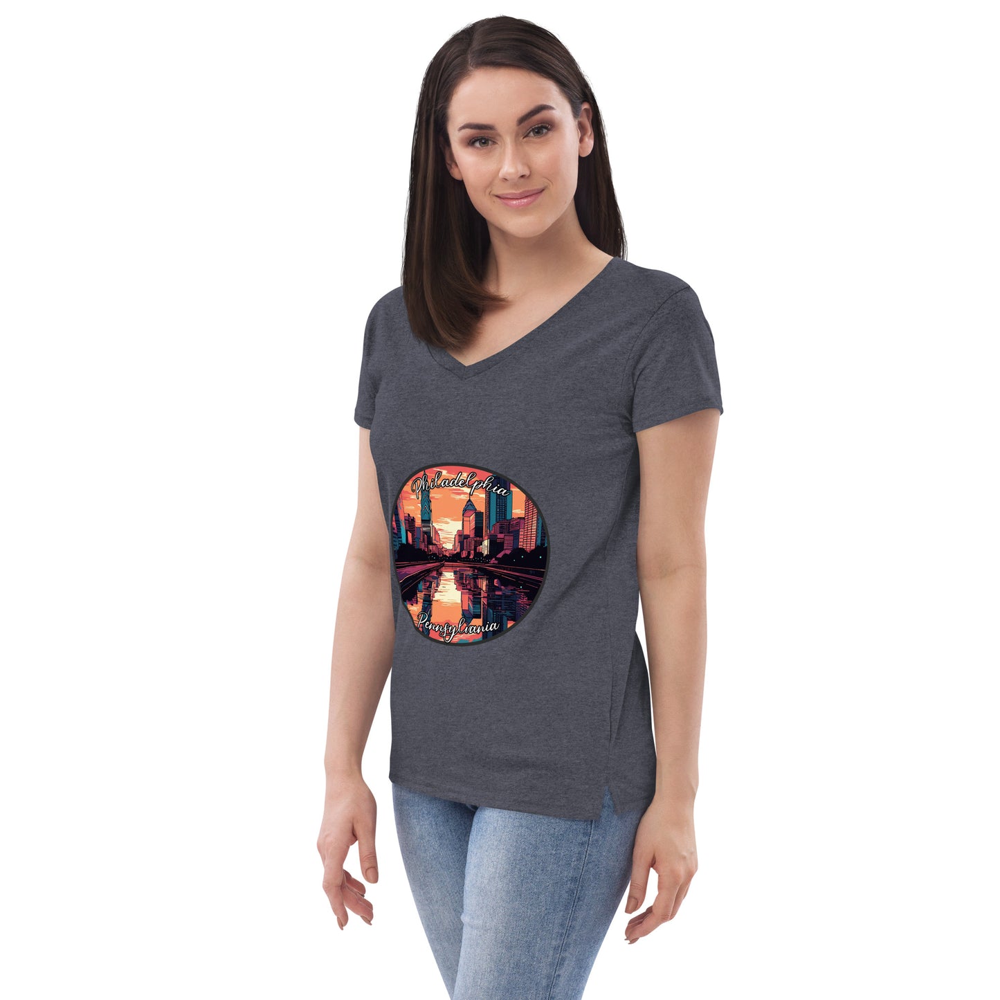 Philadelphia Pennsylvania Souvenir Women’s recycled v-neck t-shirt