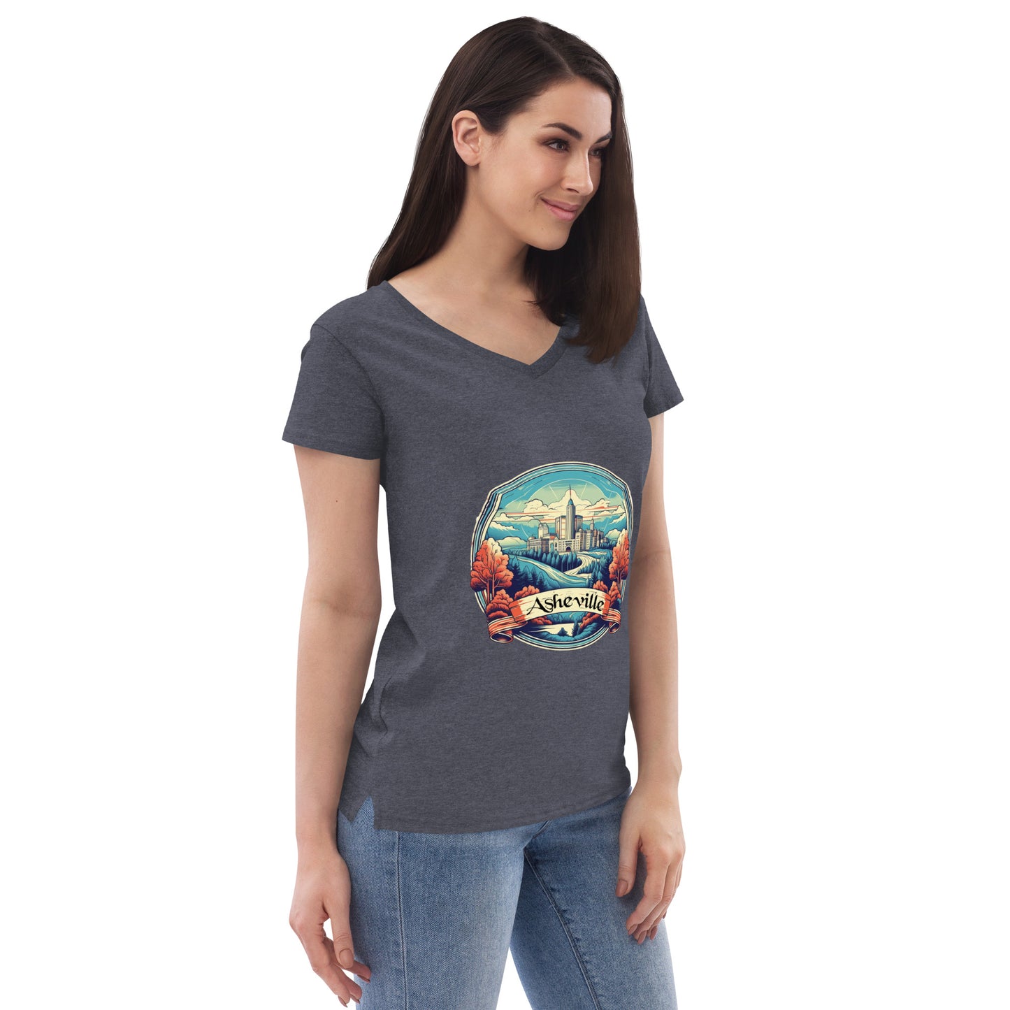 Asheville North Carolina Souvenir Women’s recycled v-neck t-shirt